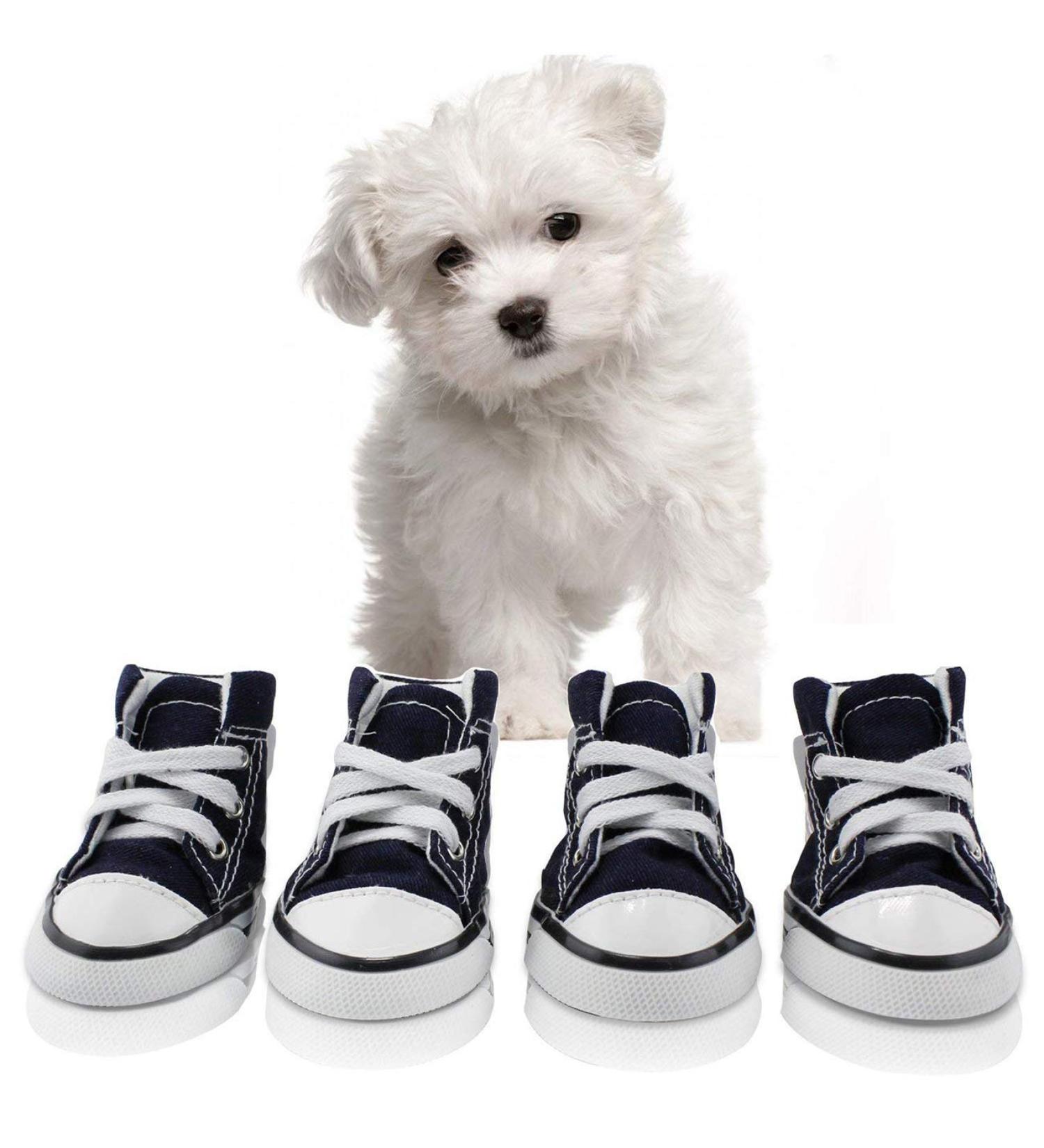 abcGoodefg Pet Dog Shoes | Puppy Canvas Sport Sneaker Boots | Outdoor Nonslip Causal Rubber Sole Shoes for Small Dog - Dark Blue - Buy Online on GoSupps.com