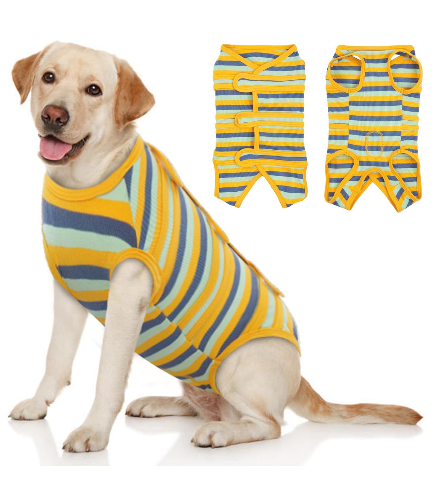 Kuoser Dog After Surgery Bodysuit - Breathable Medical Body for Dogs & Cats Post-Op Recovery Wear Alternative to Ruff XXL Green & Yellow - Buy Online on GoSupps.com