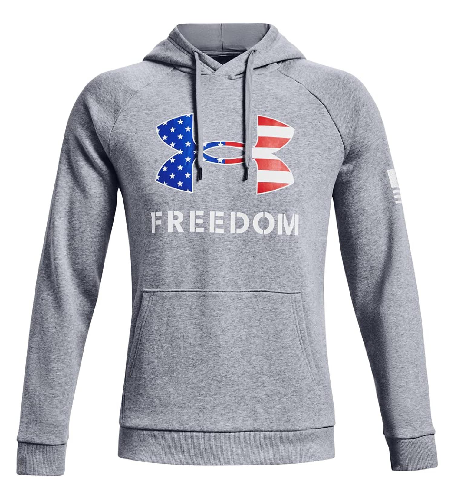 Under Armour Men's New Freedom Fleece Hoodie - Steel Medium Heather/White - XXL - Buy Online on GoSupps.com