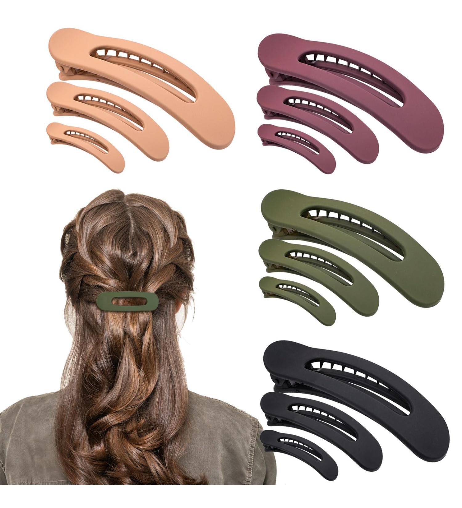 GLITE 12 Pcs Flat Hait Clips Lay Down Claw Clips for Women 3 Sizes Duck Billed Thin Thick Hair Barrette Hair Accessories for Girls Non-slip Slide Hair Clip 4 Colors - Buy Online on GoSupps.com
