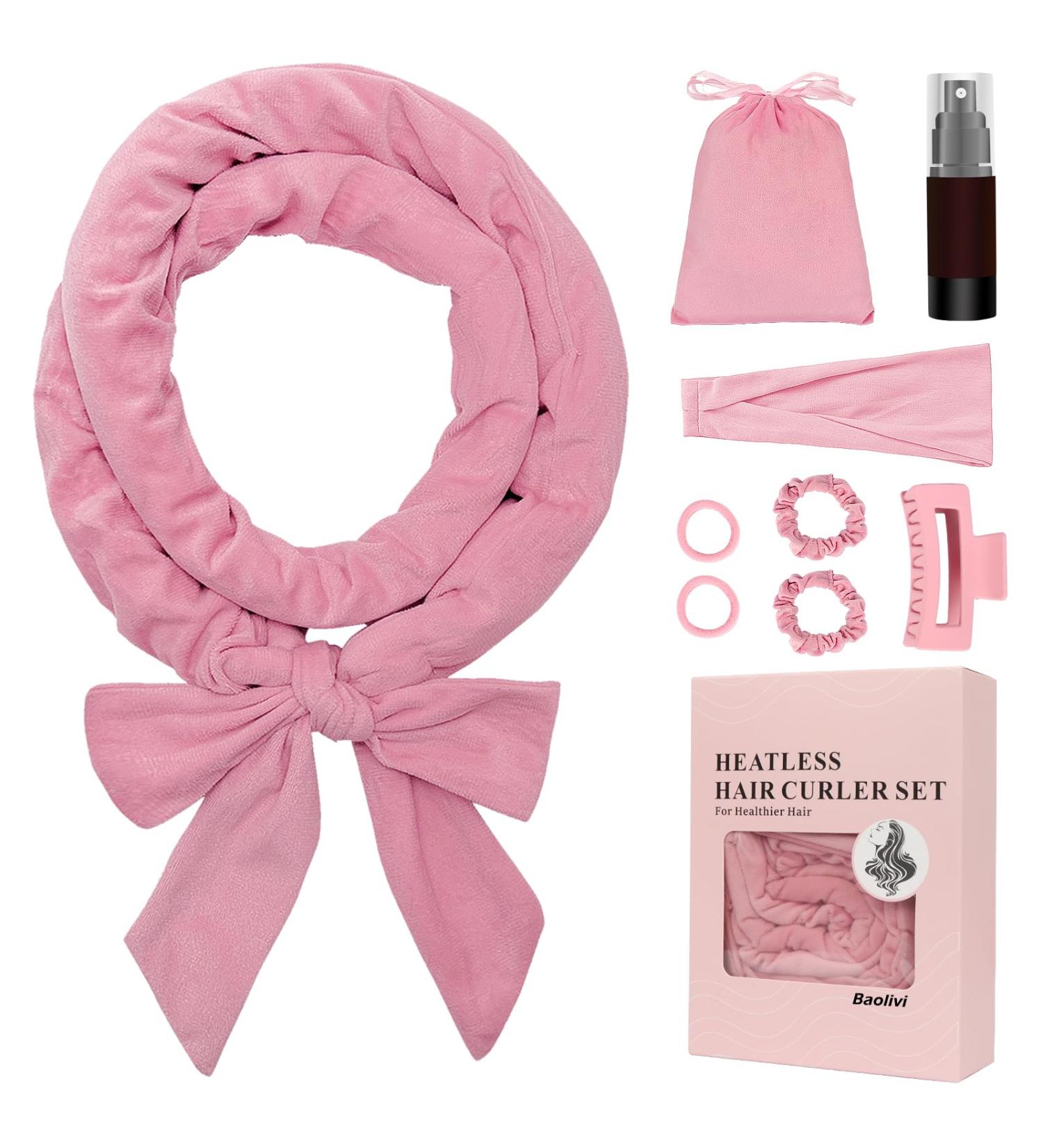 Heatless Hair Curler Band for Long Hair | Overnight Curling with Non-Slip Tie | Pink Locken Winder for Beautiful Curls - Buy Online on GoSupps.com