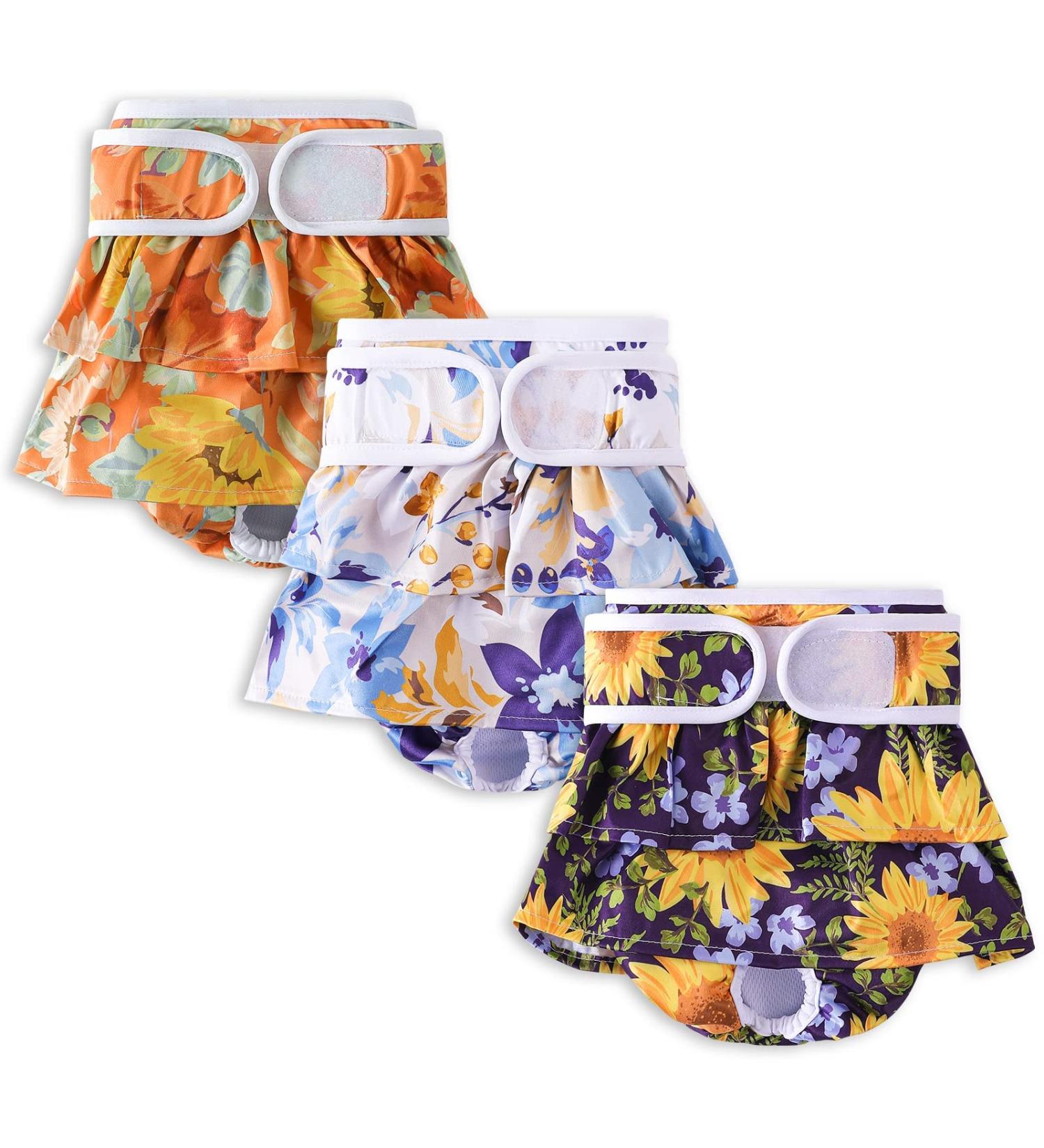 Demigreat High-Suction XS Folter Trousers & Adjustable Women's Bandages Dog Diapers for Bitches - 3 Piece Sunflower Set - Buy Online on GoSupps.com