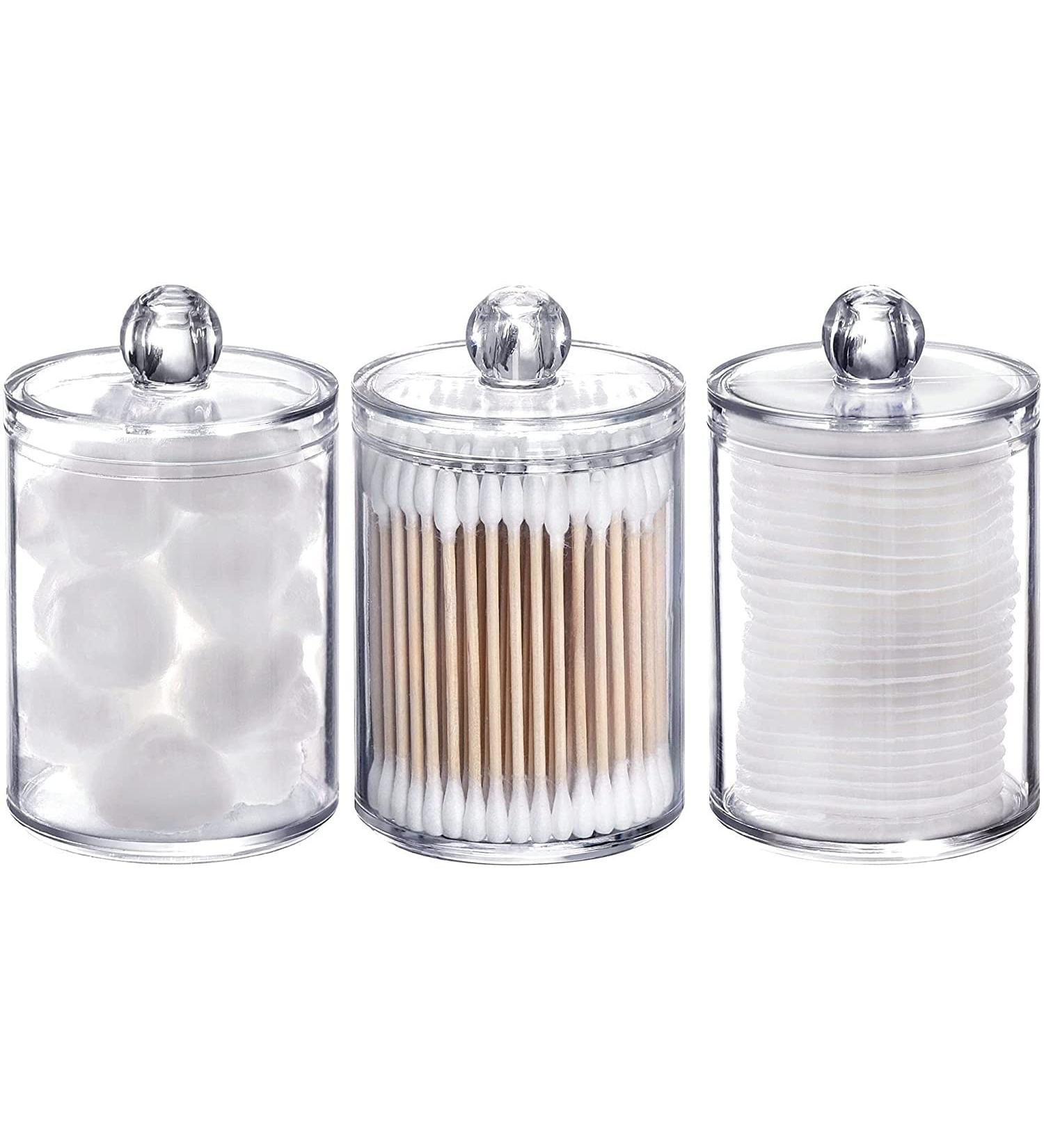 Qtip Apothecary Jar with Cotton Swabs - 3 Pack | Premium Quality & Stylish Storage | International Shipping Available - Buy Online on GoSupps.com
