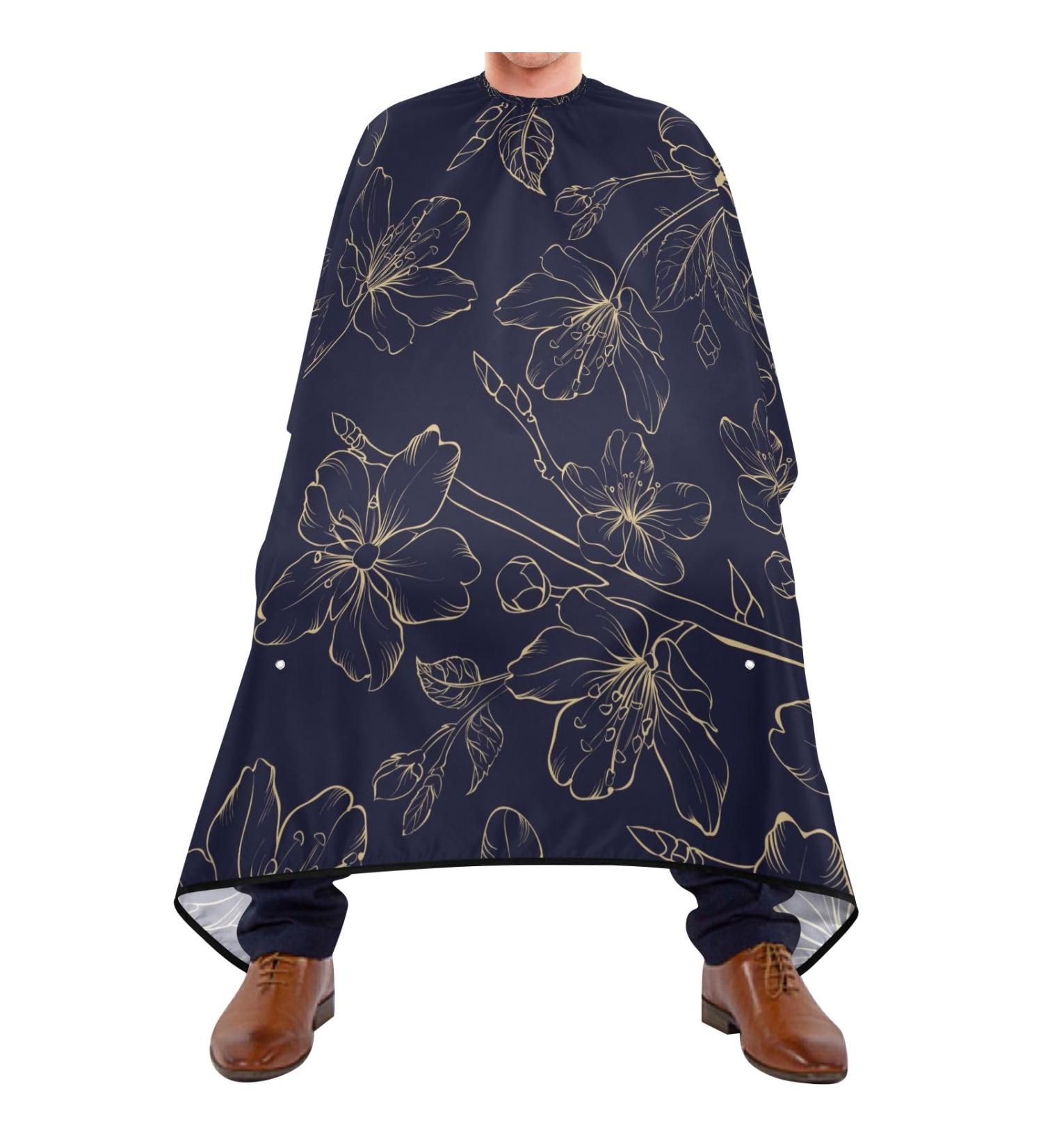 Shop Waterproof Barber Cape - Blue Flower & Cheetah Haircut Bib for Men & Women | Unisex Hair Cutting Cape - Buy Online on GoSupps.com