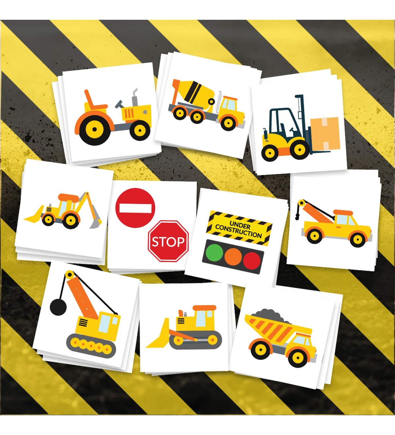 Construction Temporary Tattoos - Pack of 30 | Skin Safe, MADE IN THE USA | Birthday Party Supplies & Favors - Buy Online on GoSupps.com