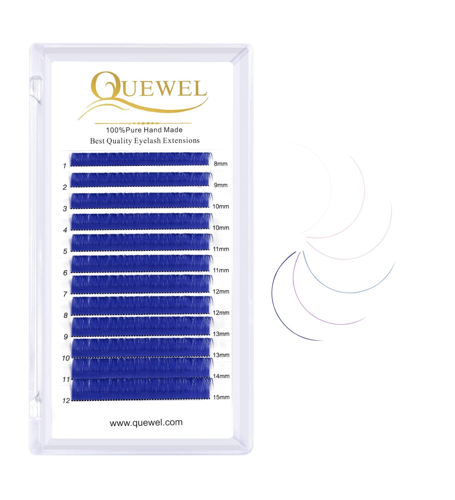 QUEWEL Colored Classic Eyelash Extensions | 0.07 C/D Curl 8-15mm | Blue Lash Extensions for Salons | Perfect for International Shipping - Buy Online on GoSupps.com