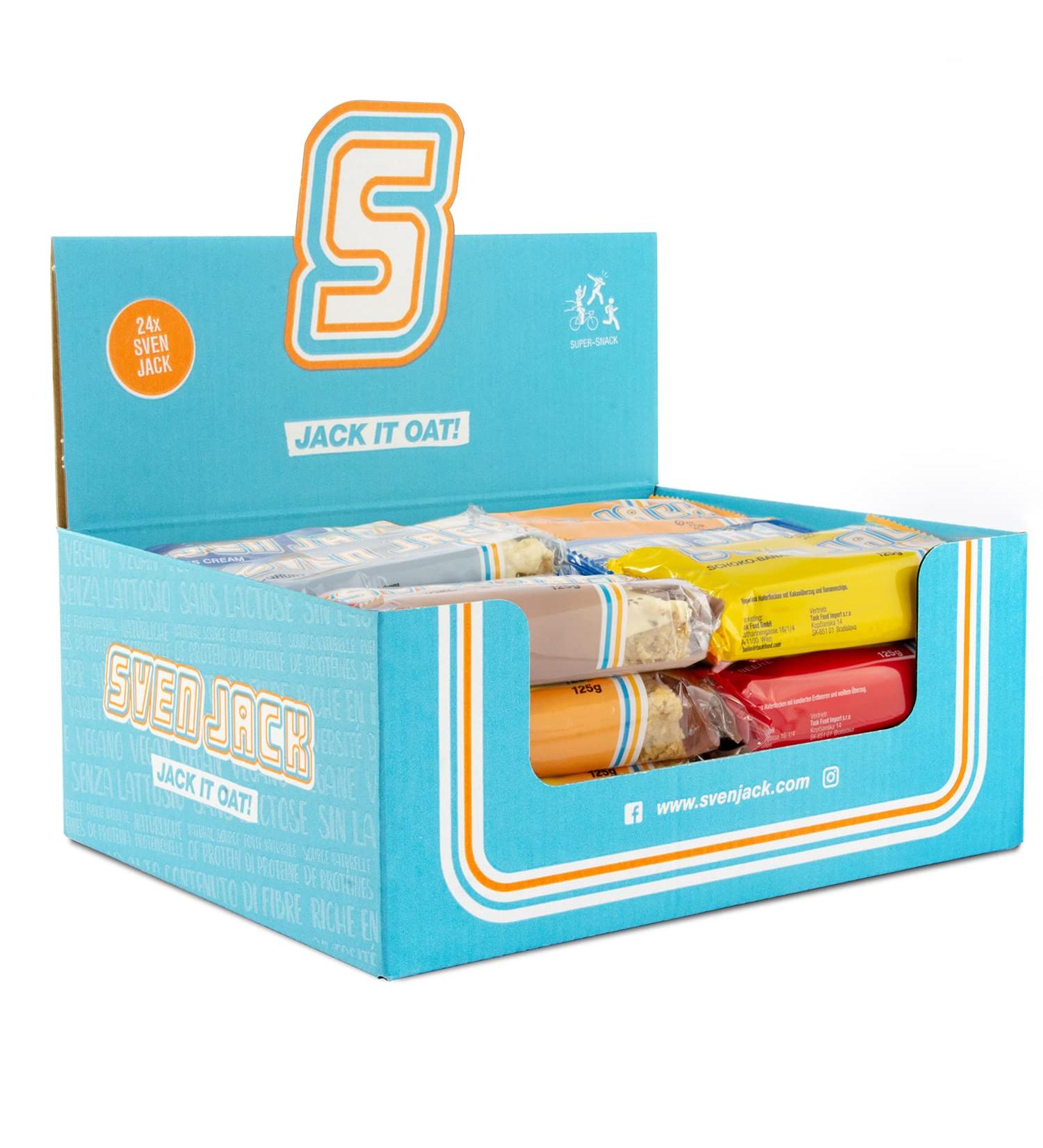 Sven Jack (Energy Cake) 24 Outdoorbox Mix Box - Original fitness bar with different varieties for trying - the Oatmeal Sadmacher - 24x 125g (3kg)
