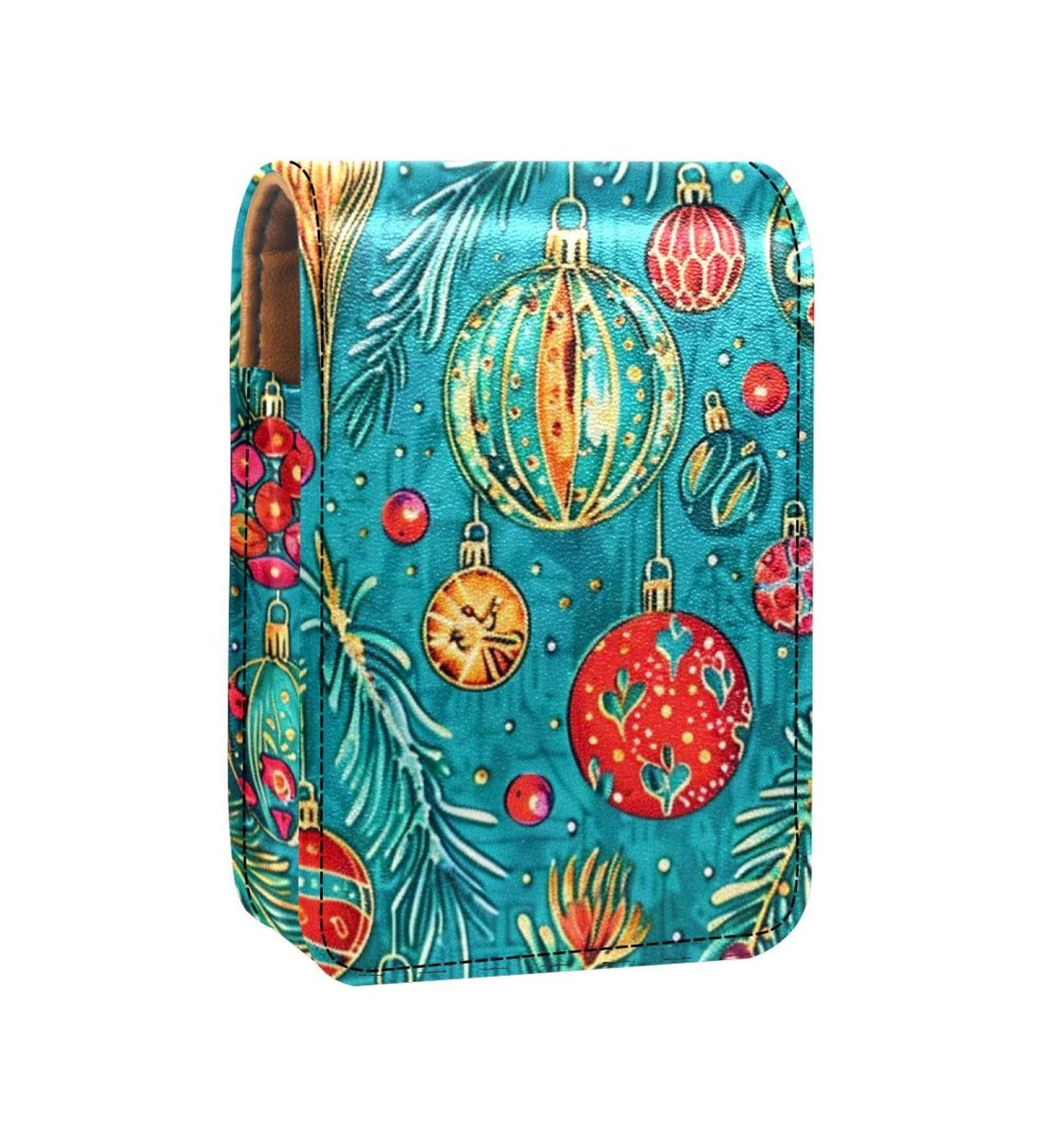 Travel Lipstick Organizer Case | Portable Makeup Bag with Mirror | Christmas Decorations Design - Perfect for International Shipping - Buy Online on GoSupps.com