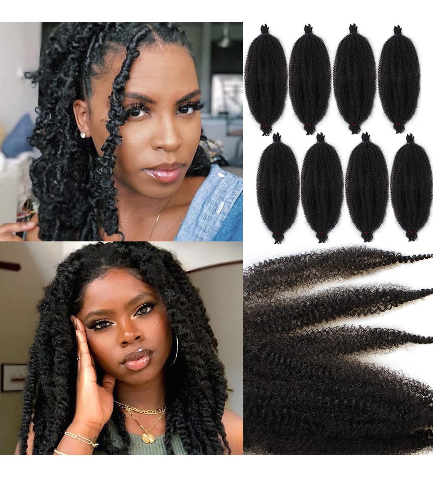 Leeven 16 Inch Pre Separated Springy Twist Hair for Afro Marley Locs 8 Packs Pre-Fluffed Popping Spring Twist Crochet Hair for Distressed Locs Afro Kinky Curly Marley Braiding Hair Extensions /1B# 16 Inch (Pack of 8) 1B# - Buy Online on GoSupps.com