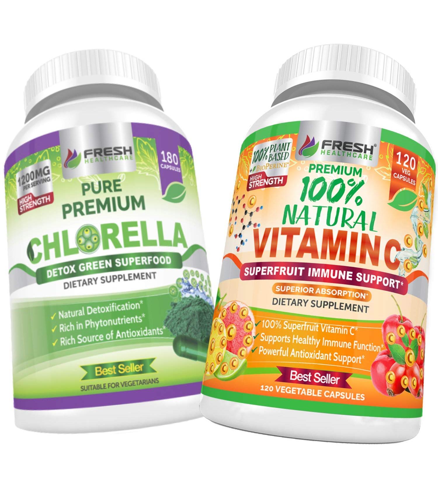 Chlorella and 100% Natural Vitamin C - Bundle - Buy Online on GoSupps.com