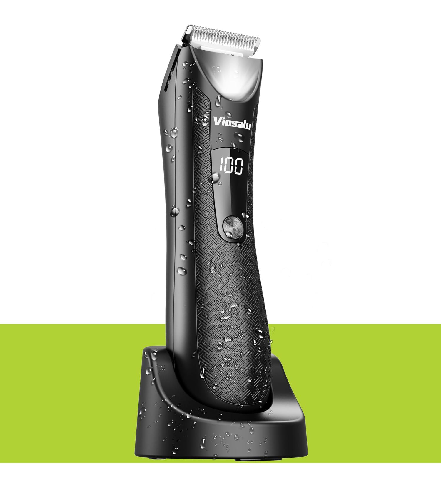 Men's Body Hair Trimmer - Electric Waterproof Groin Trimmer with LED Light & Replaceable Ceramic Blades - USB Rechargeable Male Grooming Razor - Buy Online on GoSupps.com