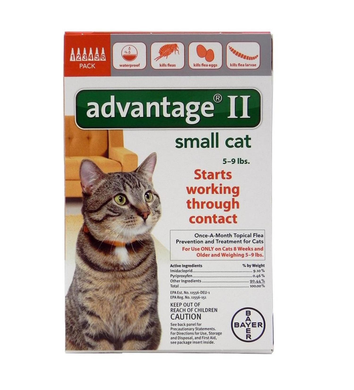 Advantage II Once-A-Month Topical Flea Treatment for Cats & Kittens up to 9 Lbs (6 Applications)