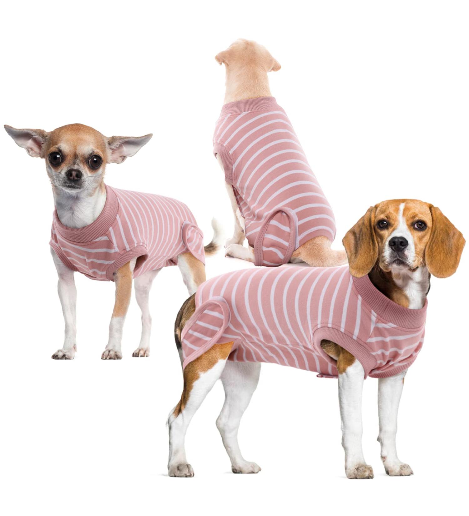 Breathable Hjumarayan Dog Castration Body Suit - Post-Surgery Recovery Wear for Small to Large Dogs | Pink Striped Design - Buy Online on GoSupps.com