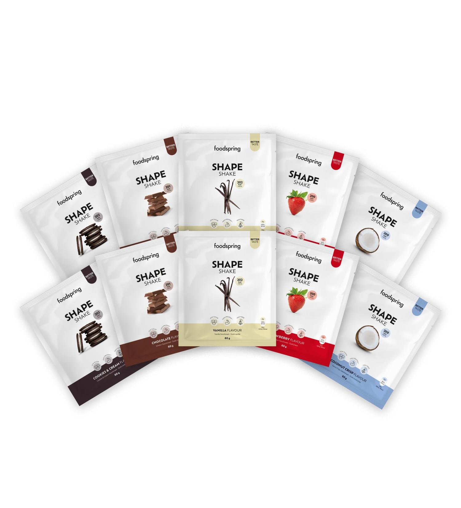 FoodSpring Shape Shake - 10 Pack Meal Replacement | Protein-Rich 24 Vitamins & Minerals | Weight Loss Support - Buy Online on GoSupps.com