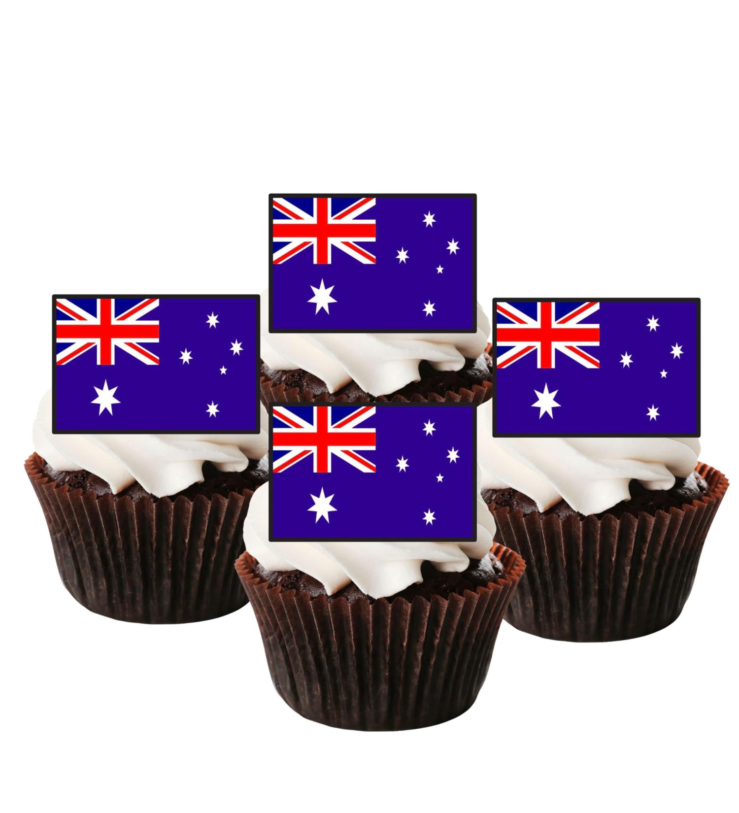 24 Australian Flag Cupcake Toppers Edible Australia Flags Aussie Theme Party Decorations Bon Voyage Decorations Cricket Cupcake Toppers Tennis Cupcake Topper Australia Cake Topper Australia Day - Buy Online on GoSupps.com