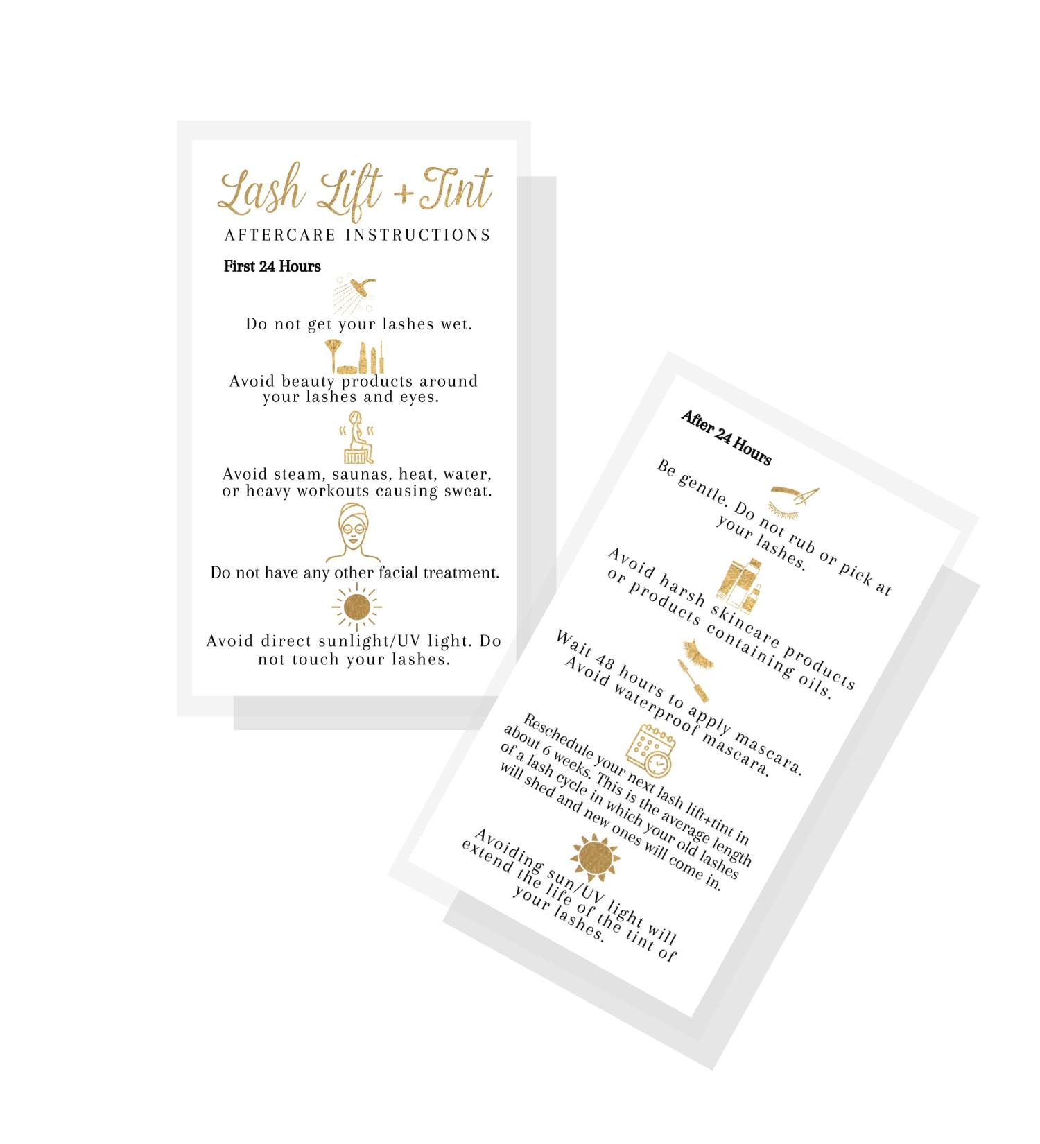 Lash Lift + Tint Aftercare Instruction Cards | 50 Pack | Boutique Marketing LLC | DIY Eyelash Kit | 2x3.5 inches Business Card Size - Buy Online on GoSupps.com