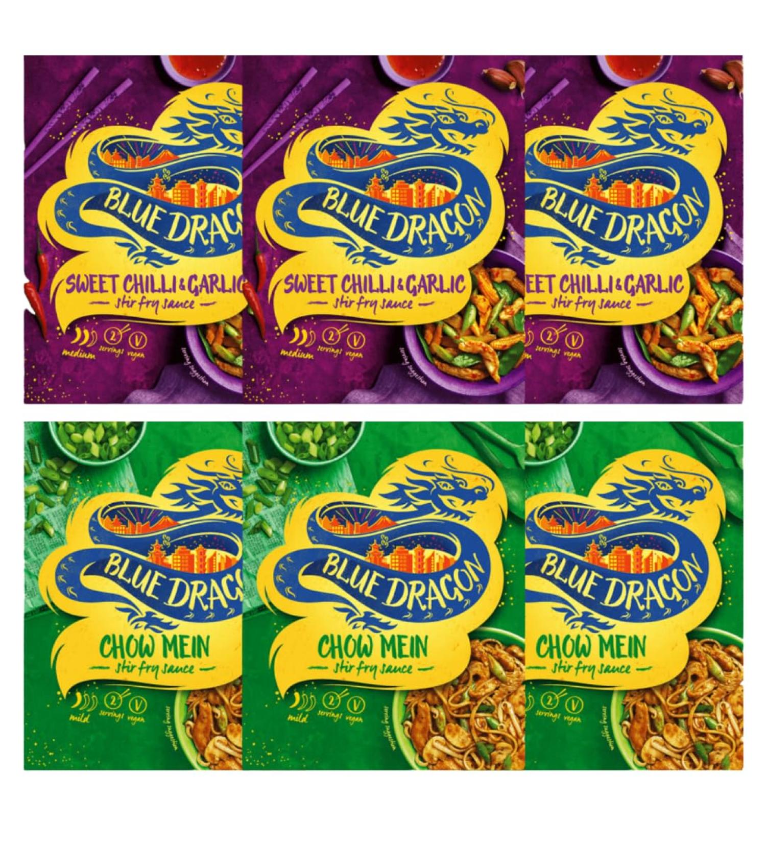 Stir Fry Sauce Bundle with Blue Dragon Sweet Chilli & Garlic Stir Fry Sauce 120g x3 and Chow Mein Stir Fry Sauce 120g x3 (6 Pack) - Buy Online on GoSupps.com