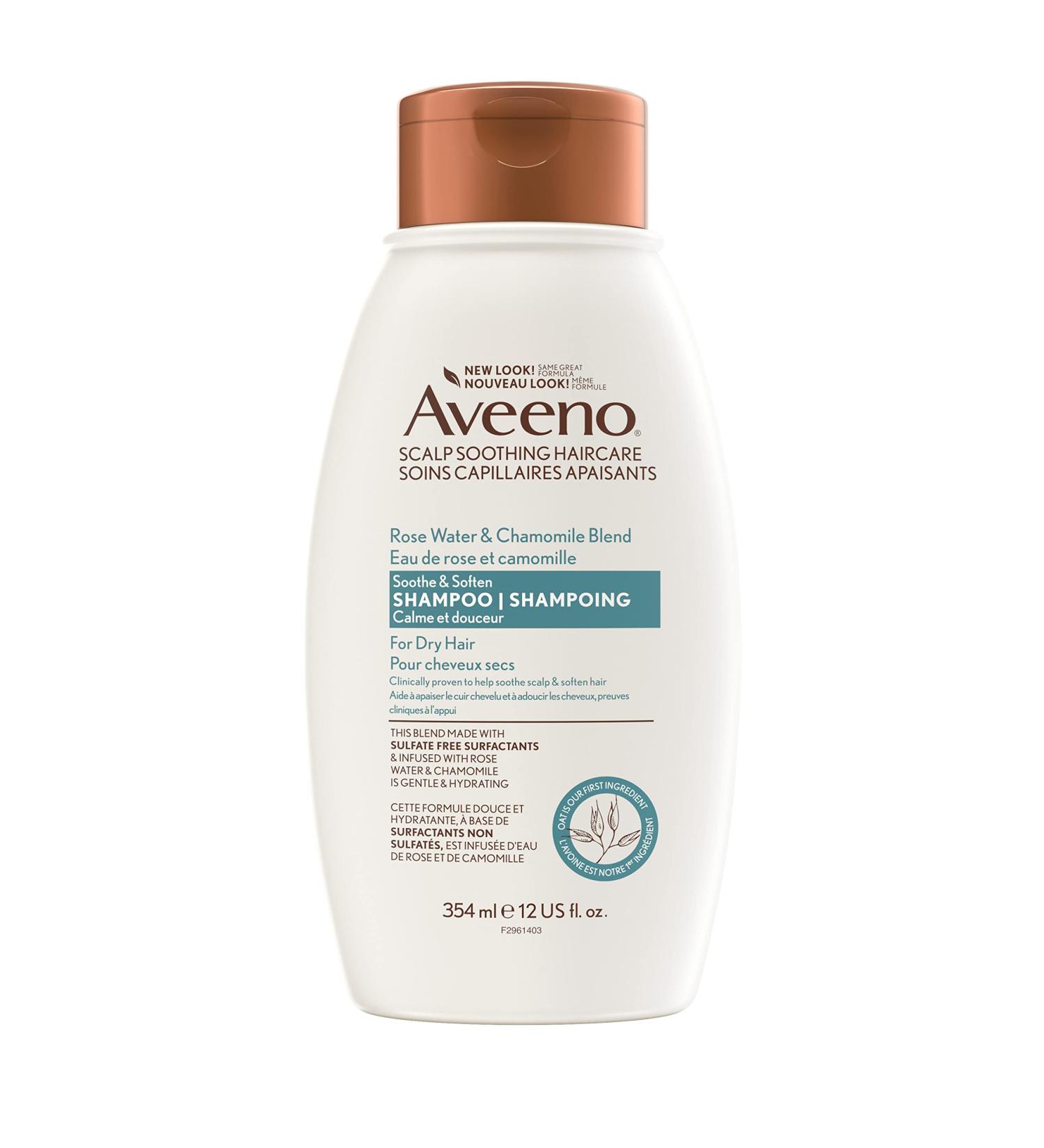 Aveeno Rose Water & Chamomile Shampoo for Dry Hair Hydrating 354 milliliters - Buy Online on GoSupps.com
