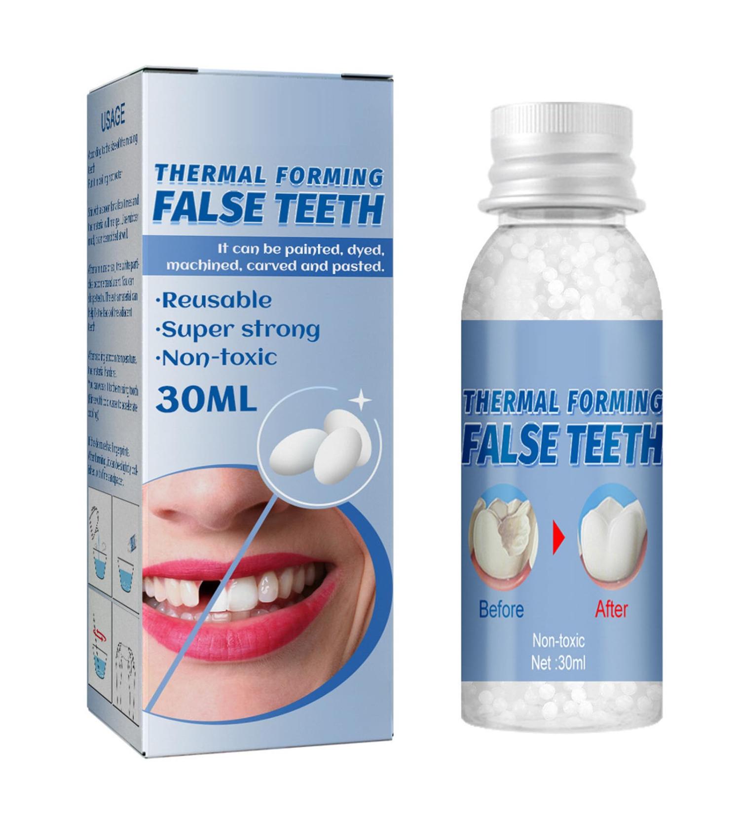 Moldable False Teeth 30ML Temporary Tooth Filling Kit for DIY Teeth Tooth Repair Kit Filling Replacement Dental Repair for Fake Teeth Dental Tooth Filler for Restoring Your Smile - Buy Online on GoSupps.com