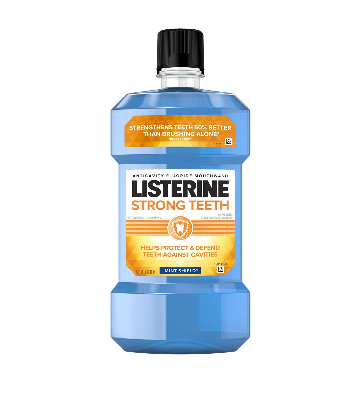 Listerine Strong Teeth Fluoride Mouthwash Mint Shield Flavor - 1L - Buy Online on GoSupps.com