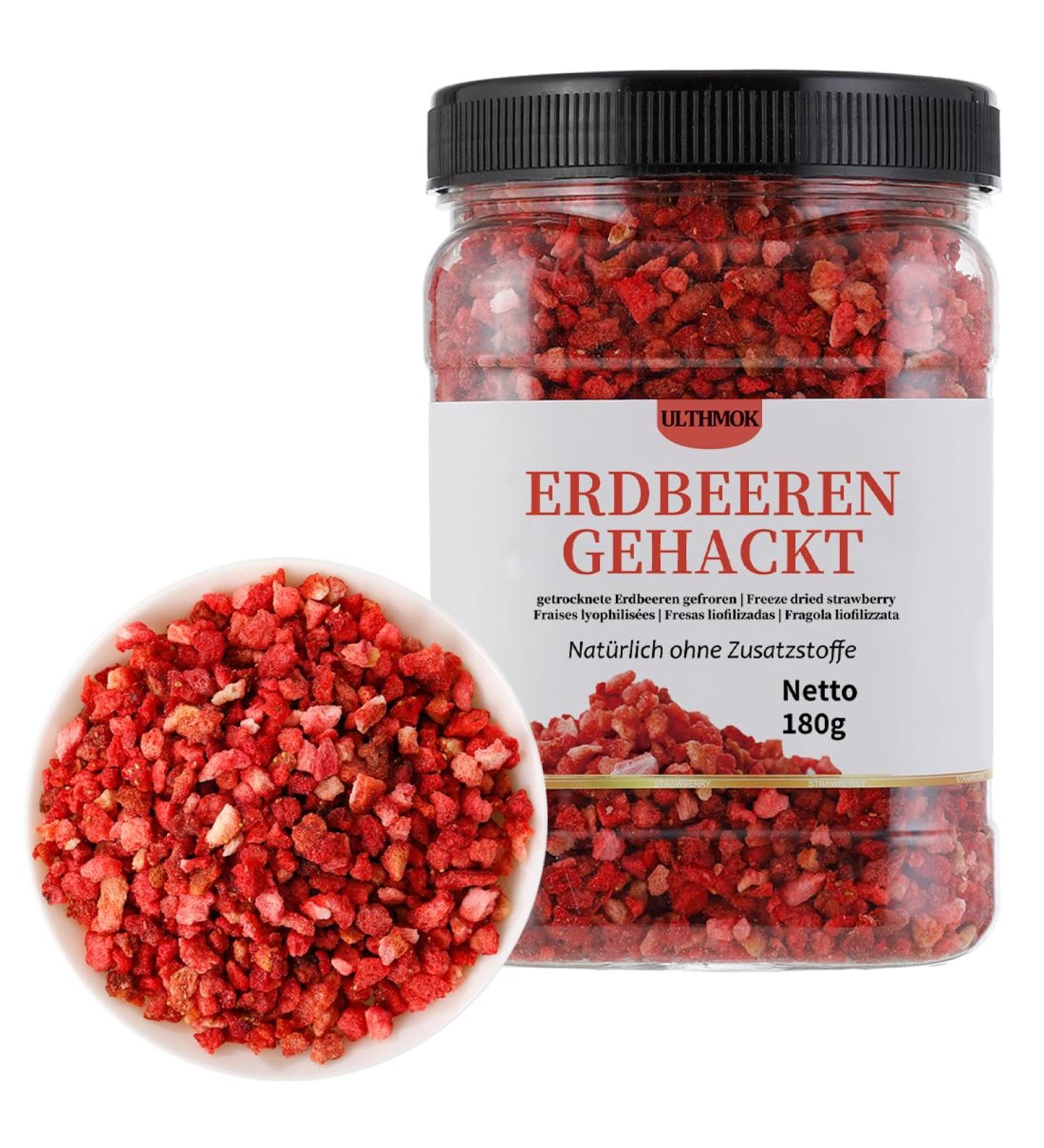  ULTHMOK Freeze-dried chopped strawberries pure and natural dried strawberries snacks dessert decoration 180g - Buy Online on GoSupps.com