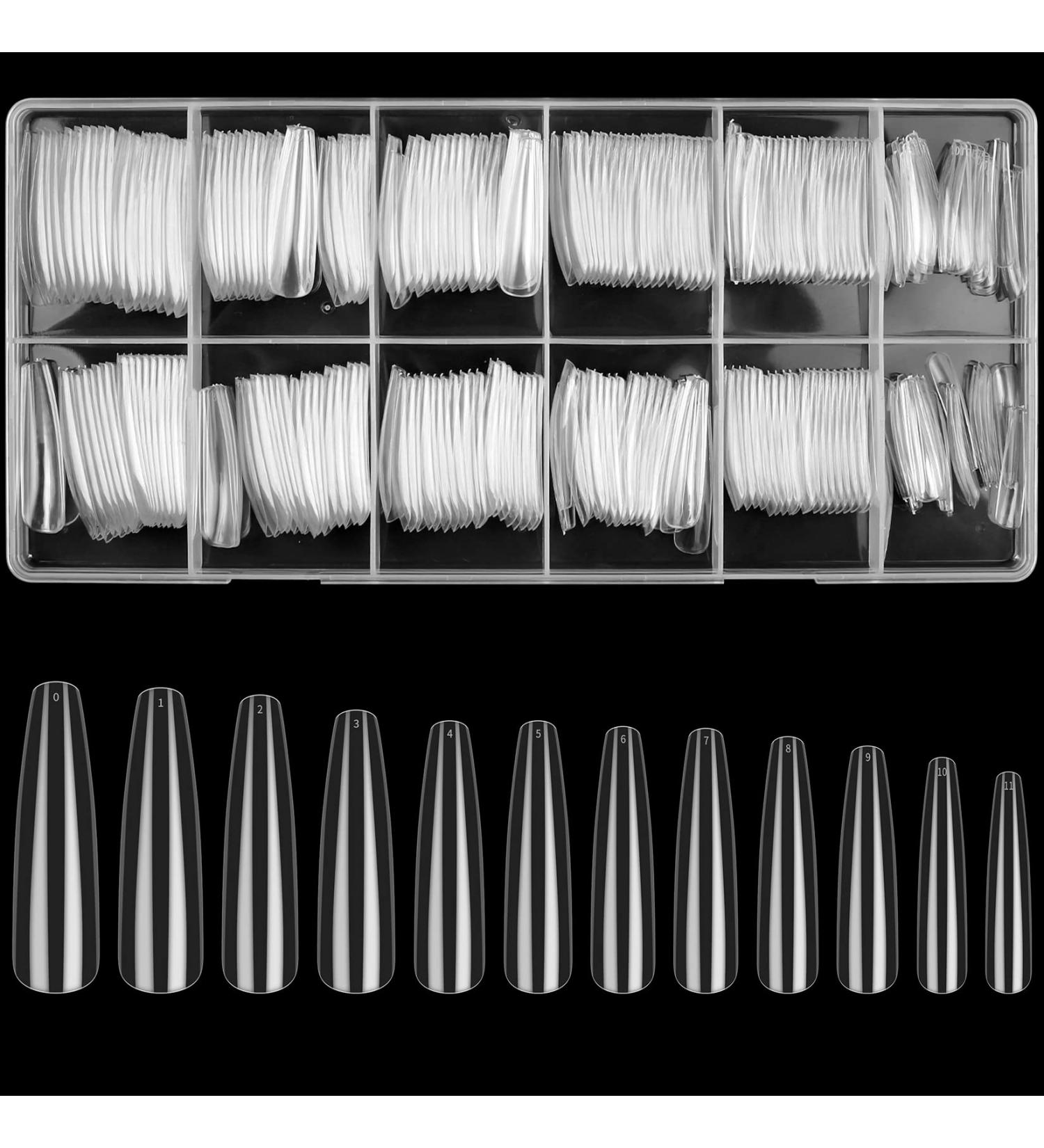 240 Pcs Clear Full Cover Trapezoidal Coffin Nail Tips - False Ballerina French Acrylic Extension for Salon and Home DIY Nail Art - Buy Online on GoSupps.com