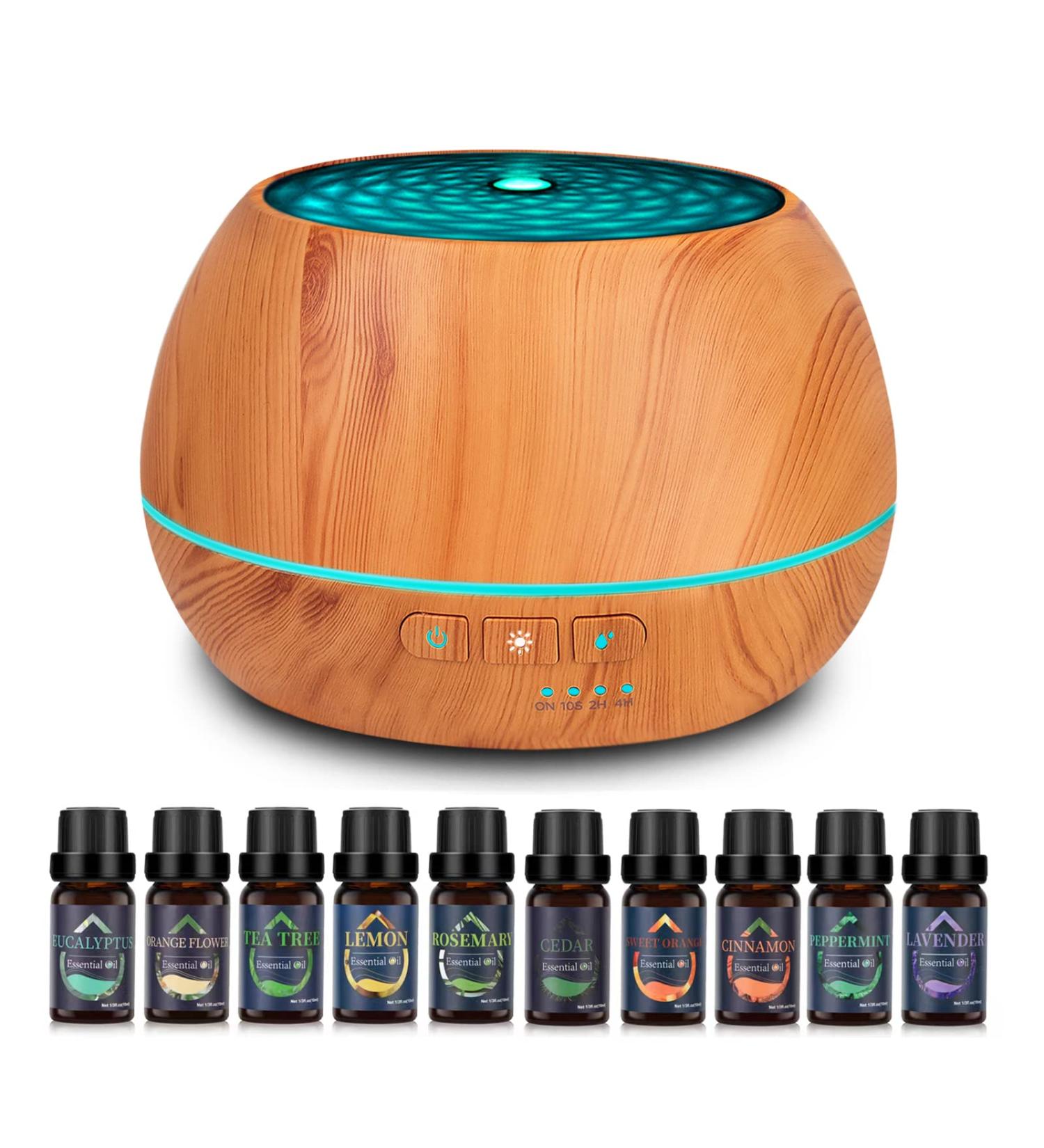 500ml Aroma Diffuser for Essential Oils - 10 Oils Included Noiseless 23dB BPA-Free 7 LED Colors 4 Timers & Auto Shutoff - Perfect for Home & Wellness - Buy Online on GoSupps.com
