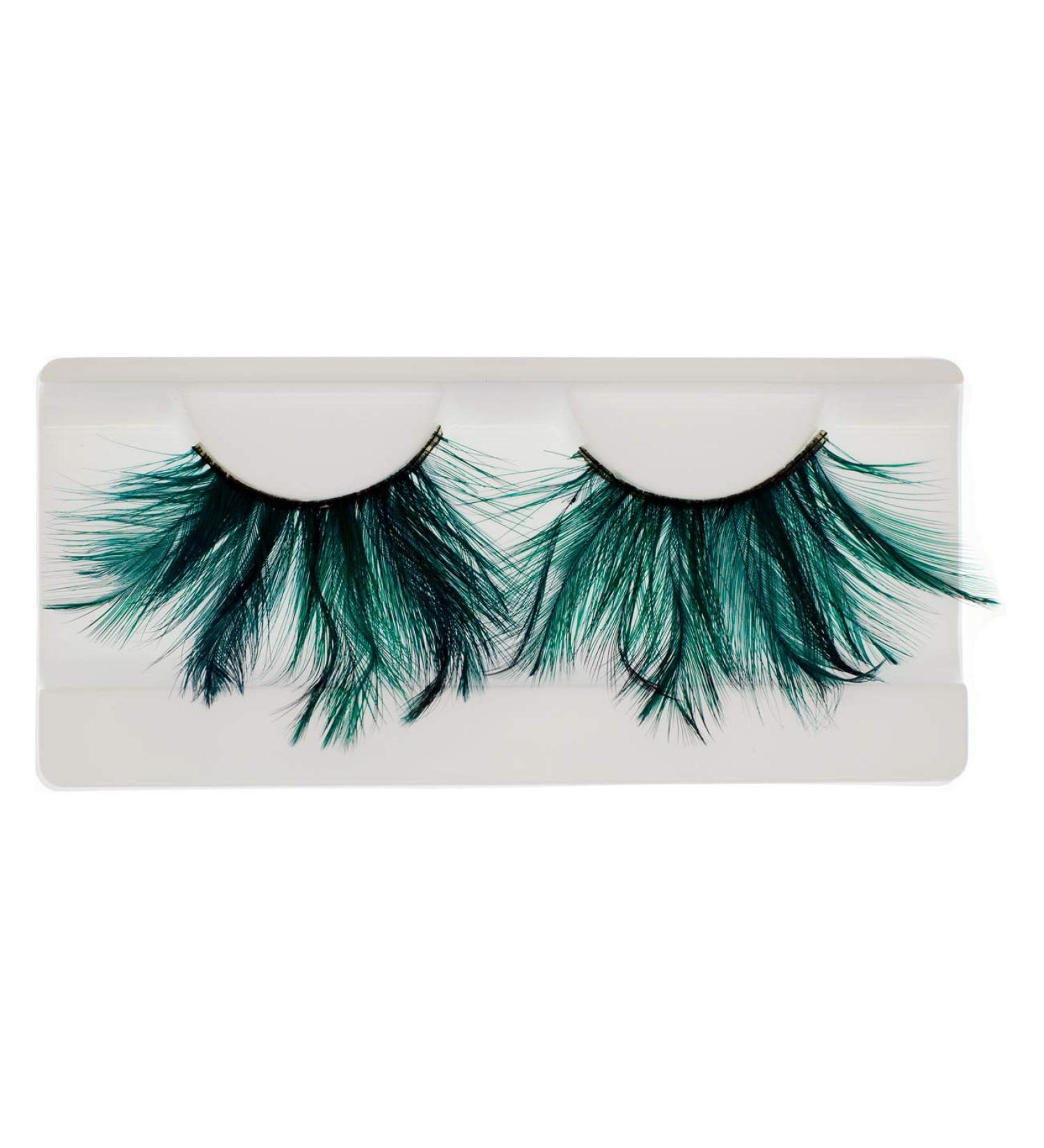 EMILYSTORES Green Faux-Feather Costume Eyelashes - Dramatic Halloween & Party Look (1 Pair - Buy Online on GoSupps.com