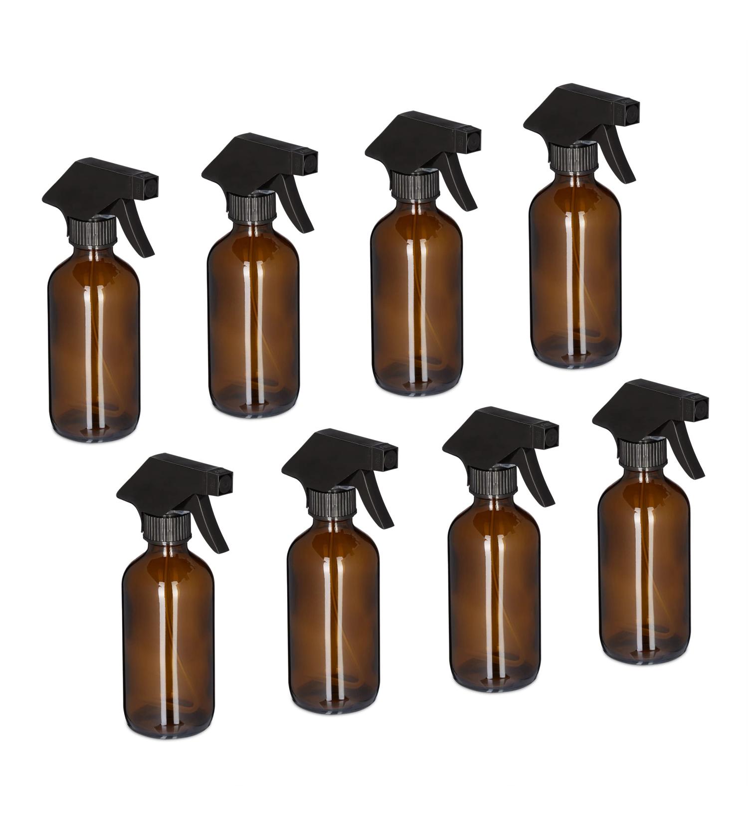 Relaxdays Brown Glass Spray Bottle - Pack of 8 | Eco-Friendly & Versatile for Home & Garden - International Shipping Available - Buy Online on GoSupps.com