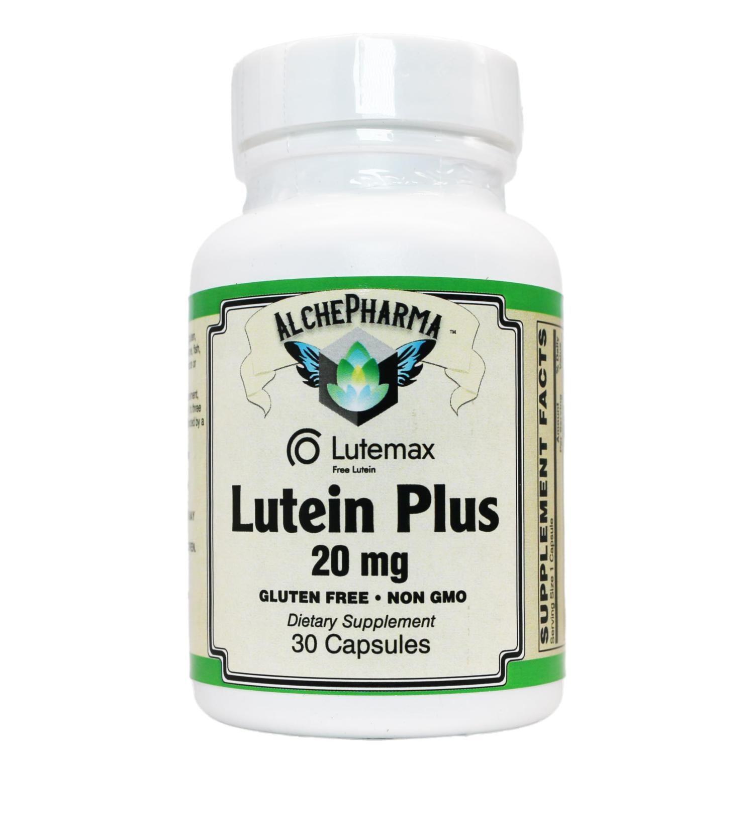 AlchePharma Lutein Plus 20 MG (crystalline Free Lutein) w/Zeaxanthin and Bilberry - Lutemax  - Buy Online on GoSupps.com