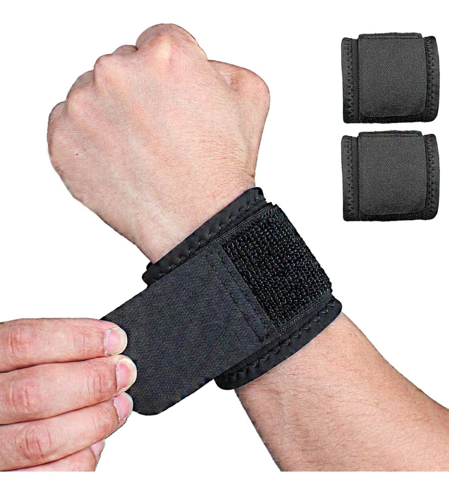2 Pack Adjustable Wrist Brace for Fitness & Weightlifting - Carpal Tunnel & Arthritis Support - Wrist Straps for Pain Relief - Highly Elastic (Black) - Buy Online on GoSupps.com