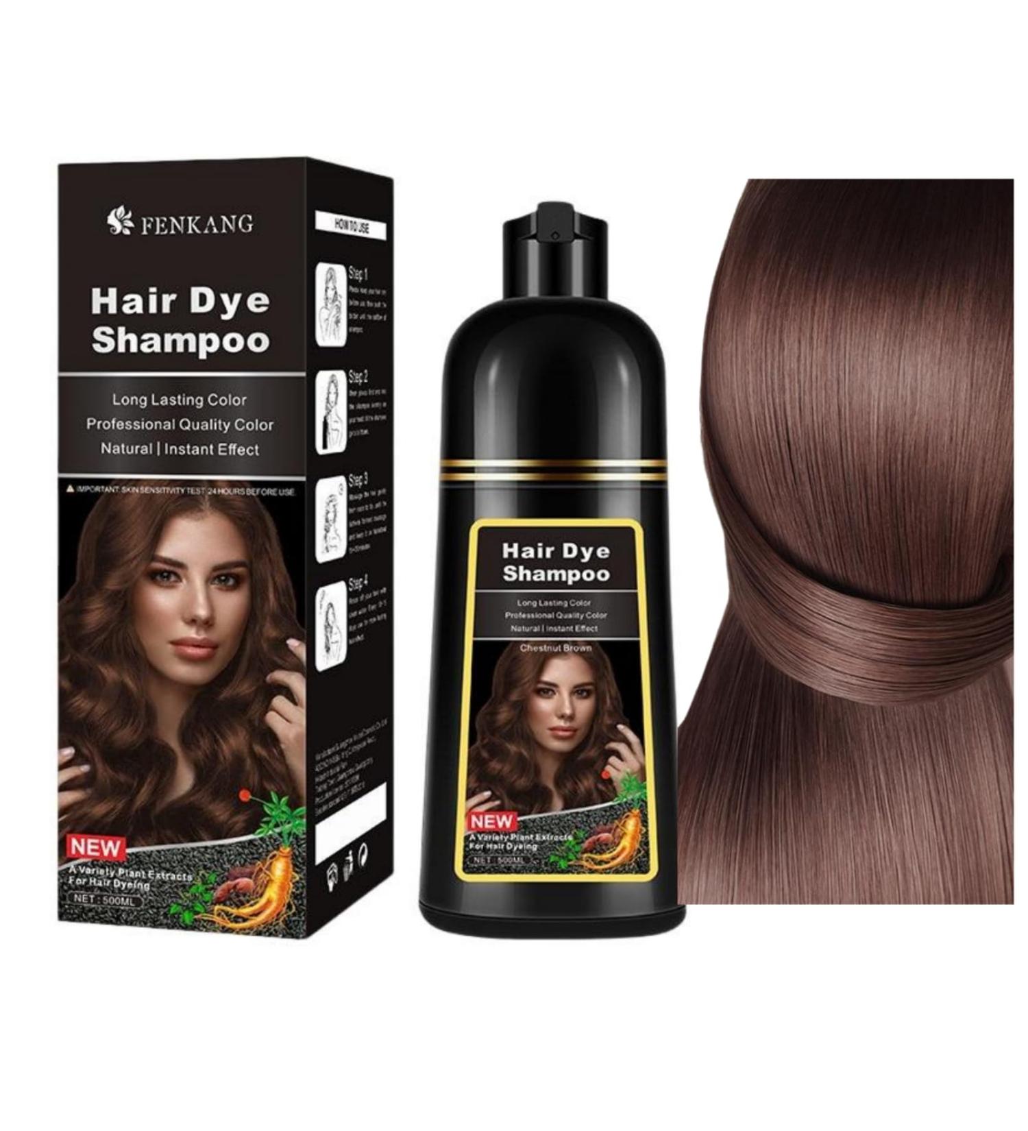 Natural Plant Extract Formula - Hair Dye Shampoo Hassle-free 30-Minute Hair Coloring He Shou Wu Ce Bai Ye & Ginger Infused Nourishing Hair Dye with Fragrant Aroma (Chestnut Brown 500ml) Chestnut Brown 1 count (Pack of 1) - Buy Online on GoSupps.com
