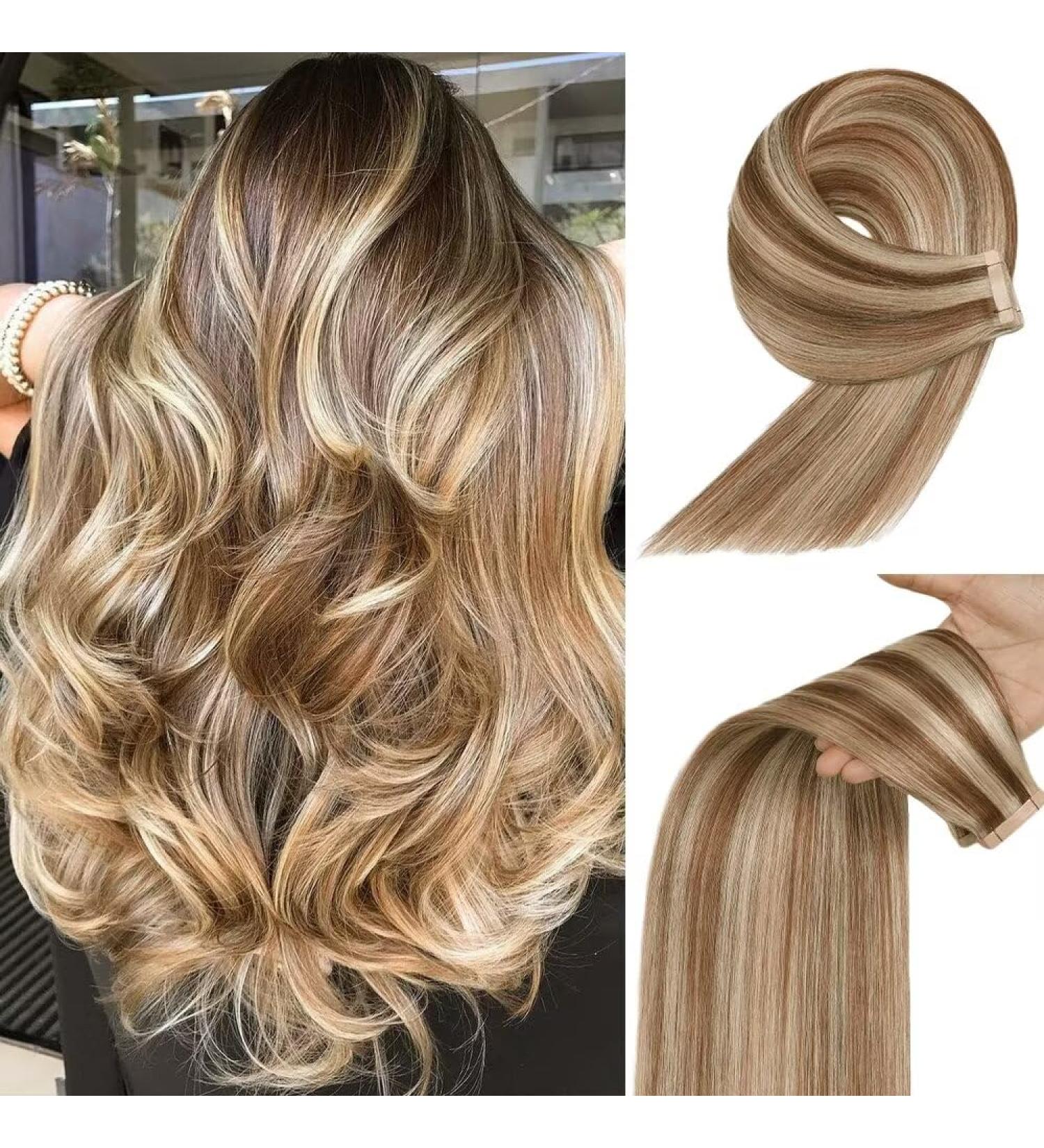 YDDM Invisible Tape Extensions - 20Pcs 60cm Real Hair (P6/613) | 24inch Skin Weft Extensions for Seamless Volume and Length - Buy Online on GoSupps.com