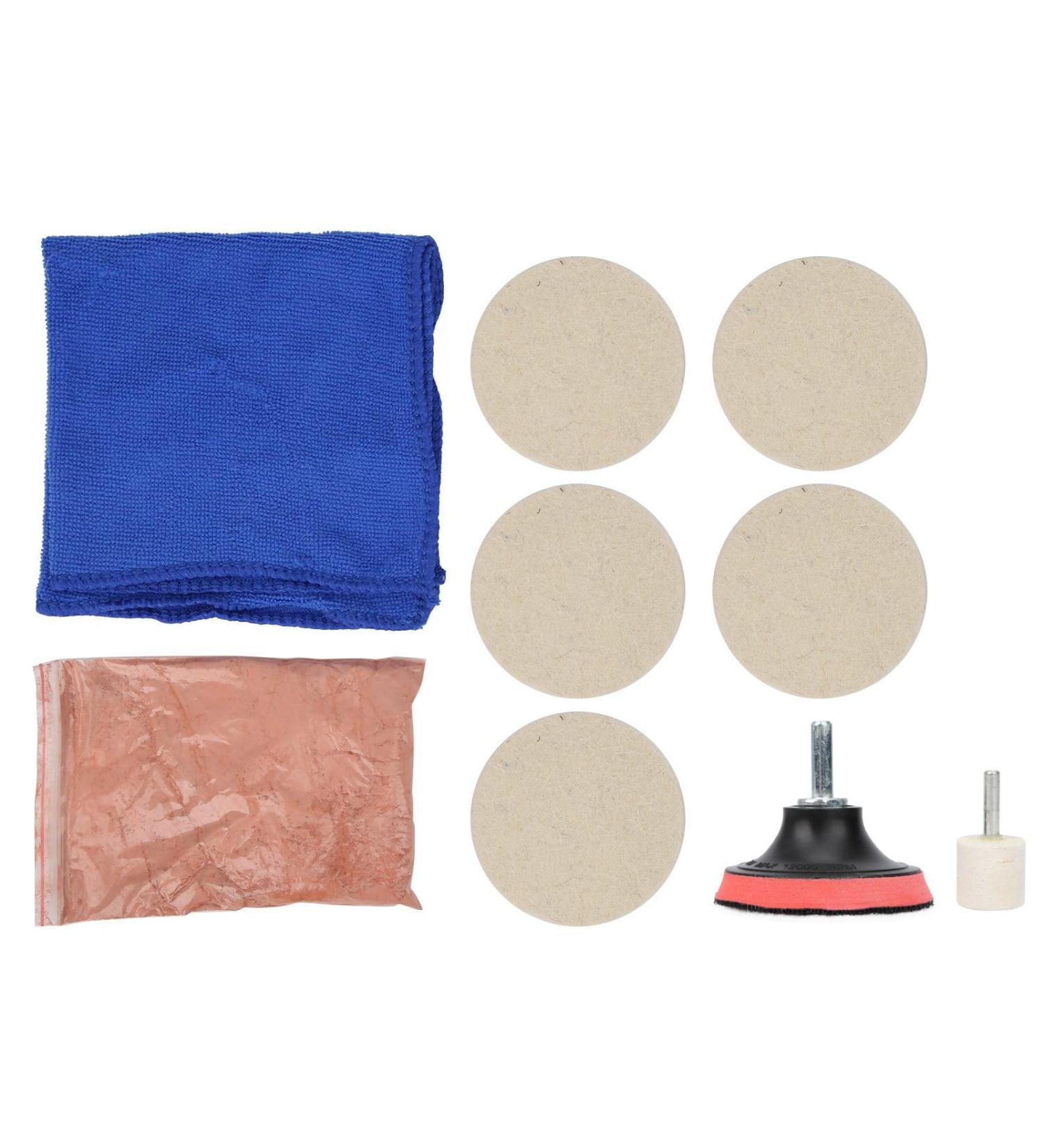 TEUOPIOE Car Windscreen Glass Scratch Remover Cerium Oxide Powder Polishing Kit Wheels Set Polish Pads - Buy Online on GoSupps.com