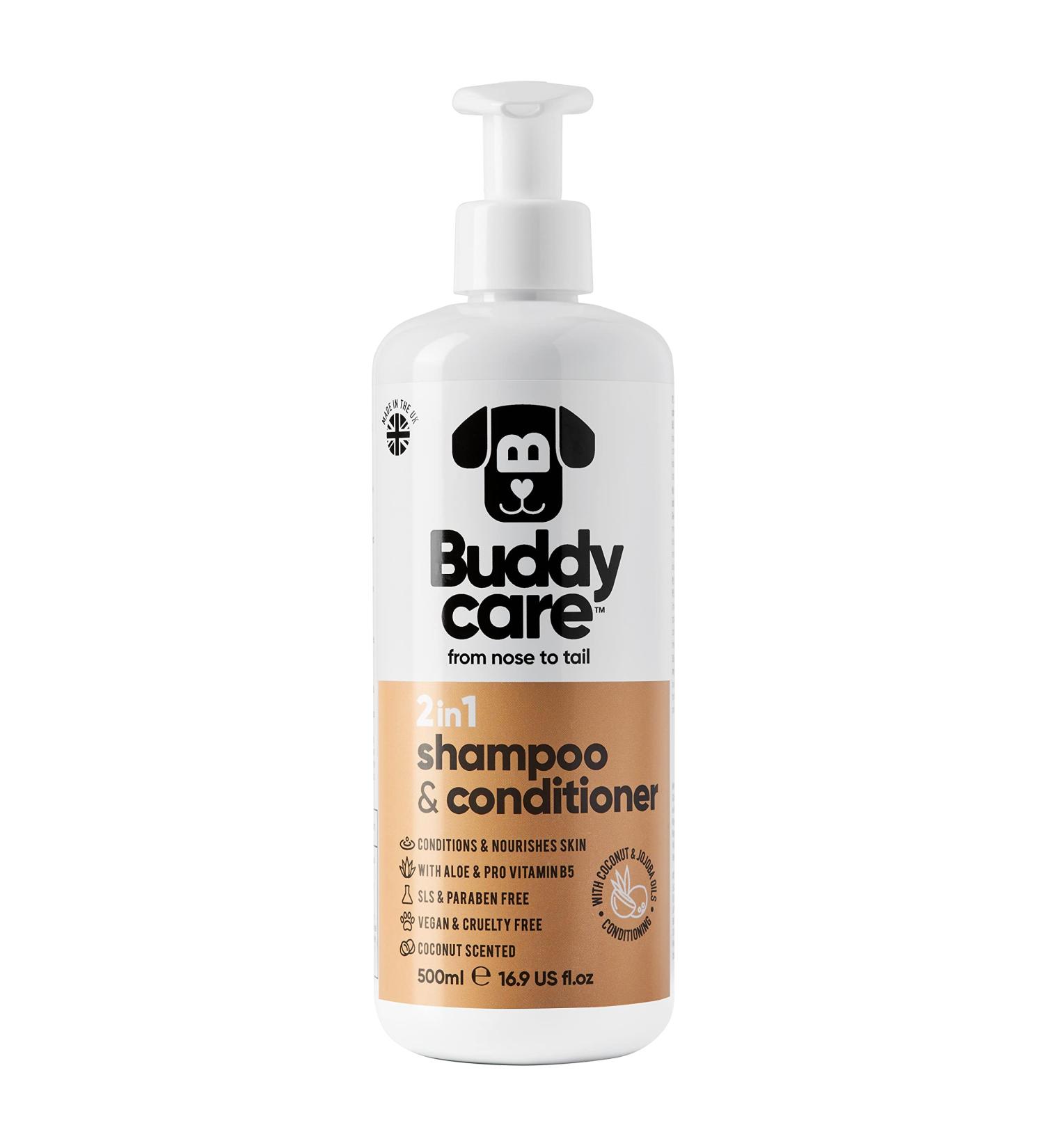 BuddyCare 2in1 Shampoo & Conditioner for Dogs | Aloe Vera & Pro-Vitamin B5 | 500ml - Best Practical Dog Shampoo - Buy Online on GoSupps.com