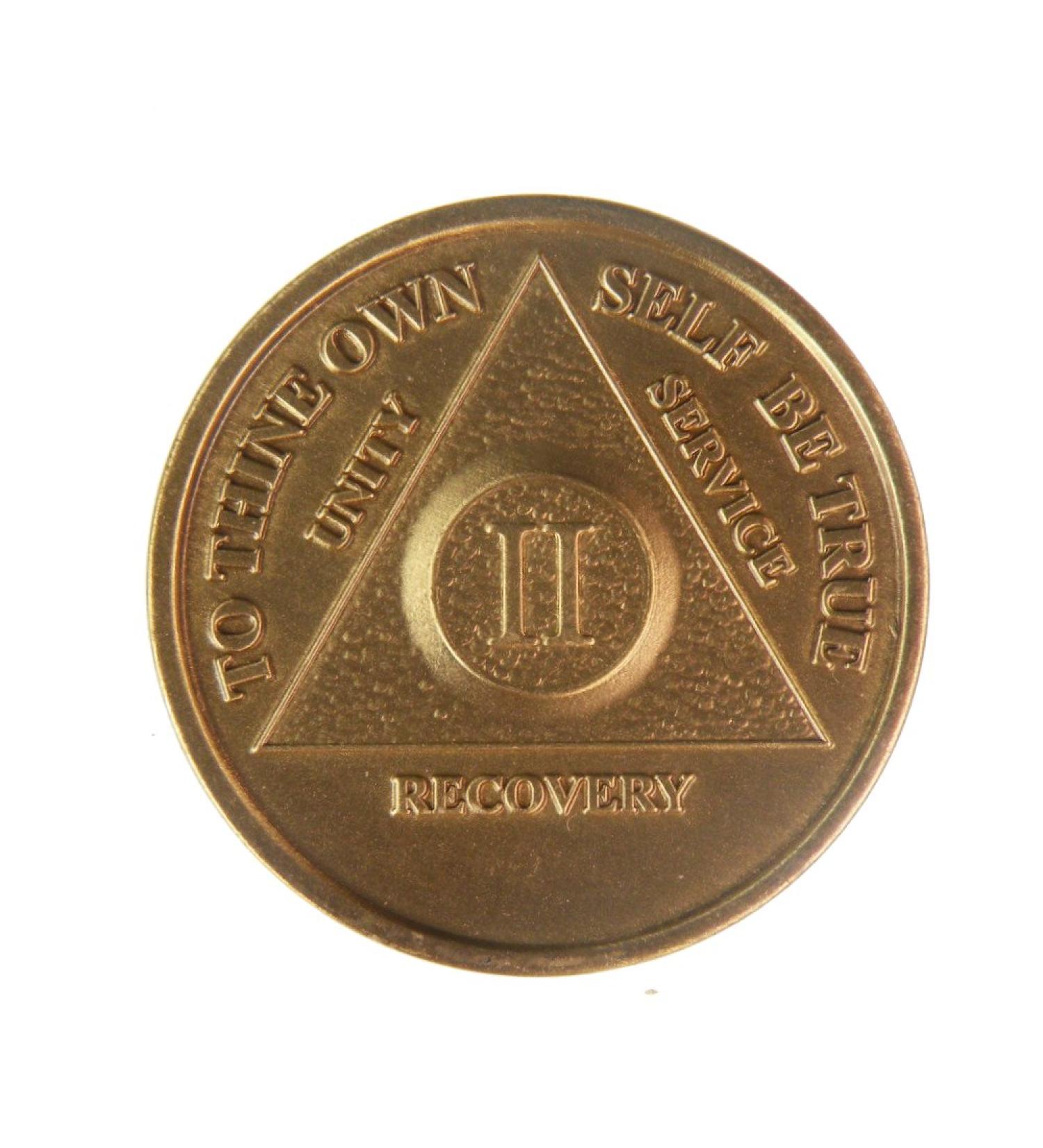 2 Year Bronze AA (Alcoholics Anonymous) - Sober / Sobriety / Birthday / Anniversary / Recovery / Medallion / Coin / Chip