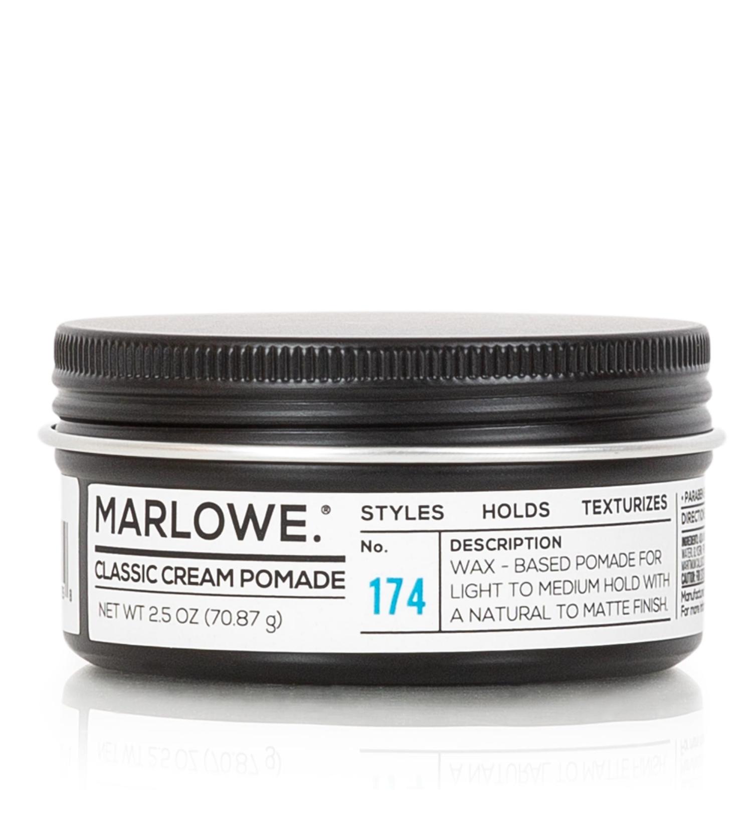 Buy MARLOWE. No. 174 Classic Cream Pomade for Men - Wax-Based Light to Medium Hold Natural Matte Finish Coconut Oil & Shea Butter Pine & Agarwood Scent - 2.5 oz - International Shipping Available - Buy Online on GoSupps.com