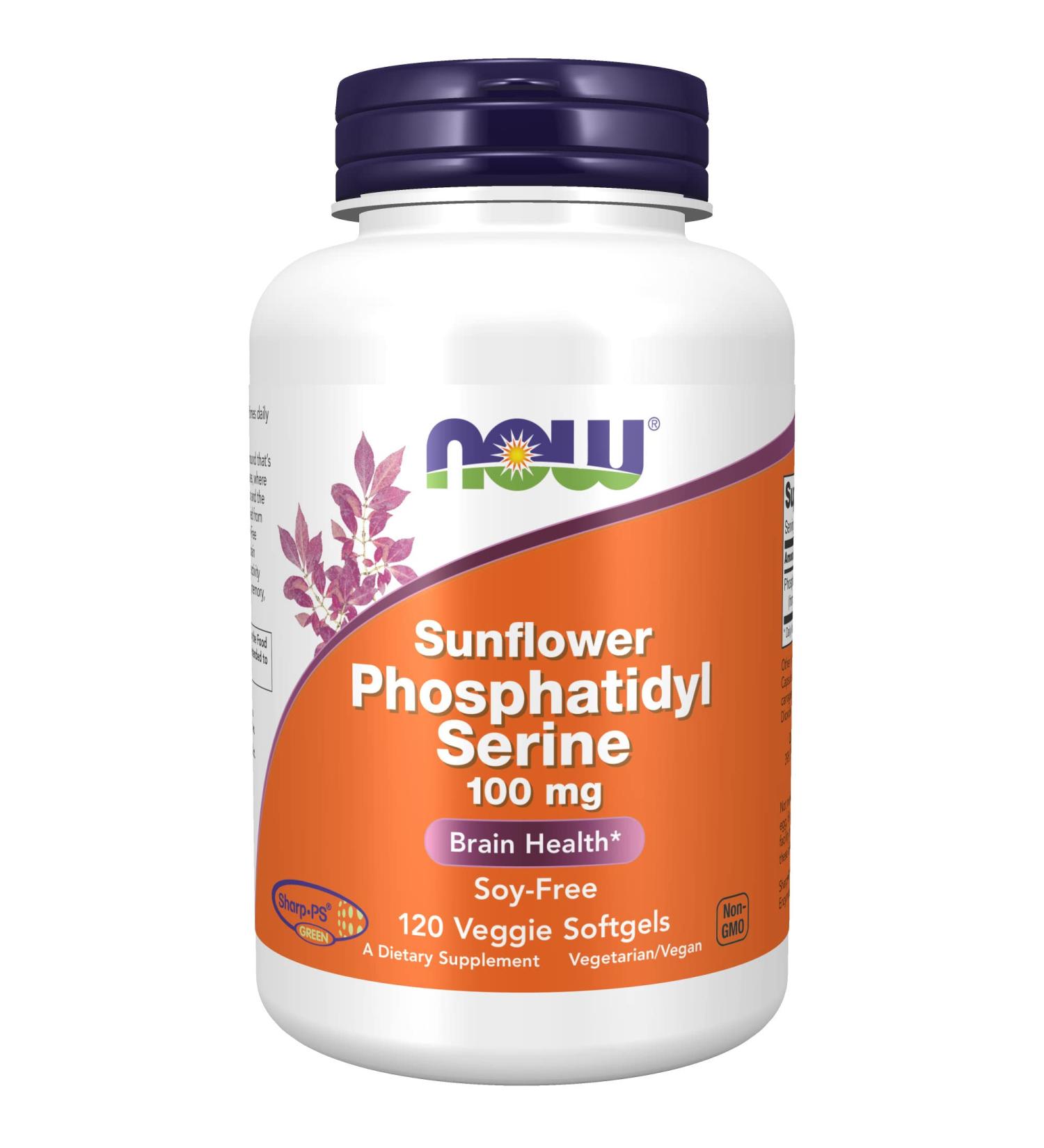 Now Foods Sunflower Phosphatidyl Serine 100 mg - 120 Veggie Softgels | Cognitive Support & Stress Relief - Buy Online on GoSupps.com
