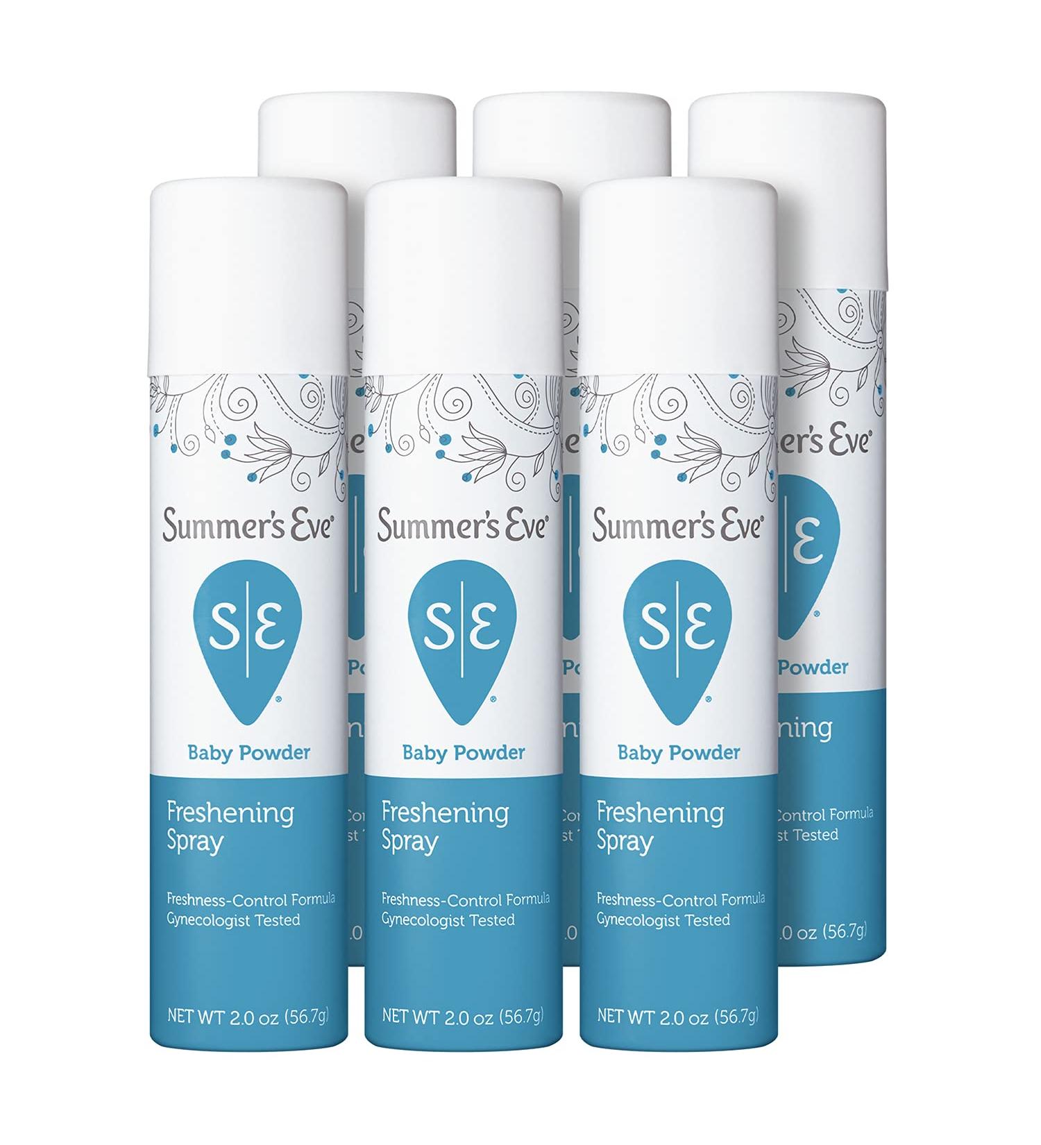 Summer's Eve Freshening Spray, Baby Powder Scent, 2 oz Size (Pack of 6) | pH Balanced, Dermatologist & Gynecologist Tested - Buy Online on GoSupps.com