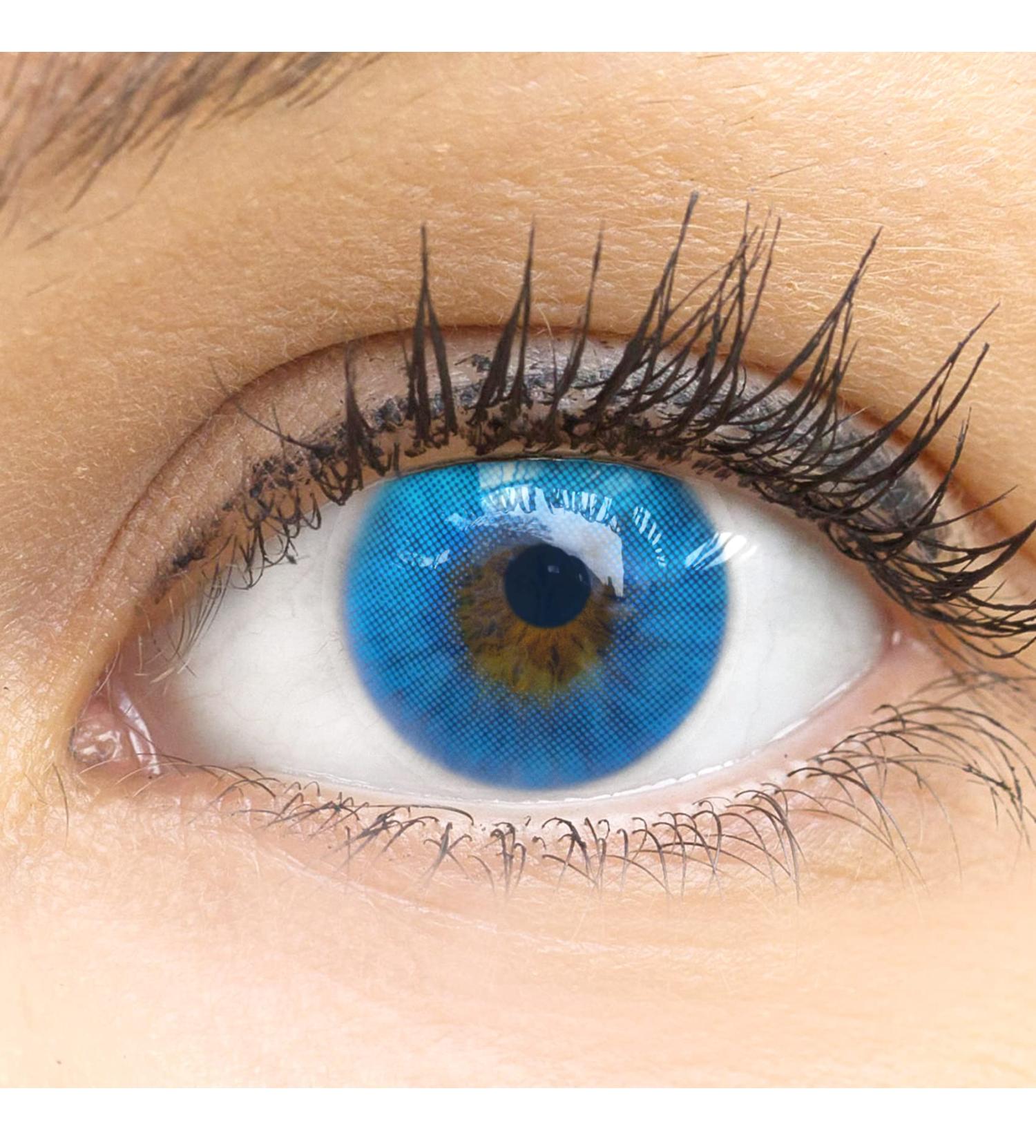 Buy Glamlens Colored Contact Lenses - Monthly Soft Hydrogel 2 Pieces + Lens Case - Amalfi Azul (Intensive Blue) - No Starch 0.0 Diopters - Natural Colors for a Flawless Look - Buy Online on GoSupps.com