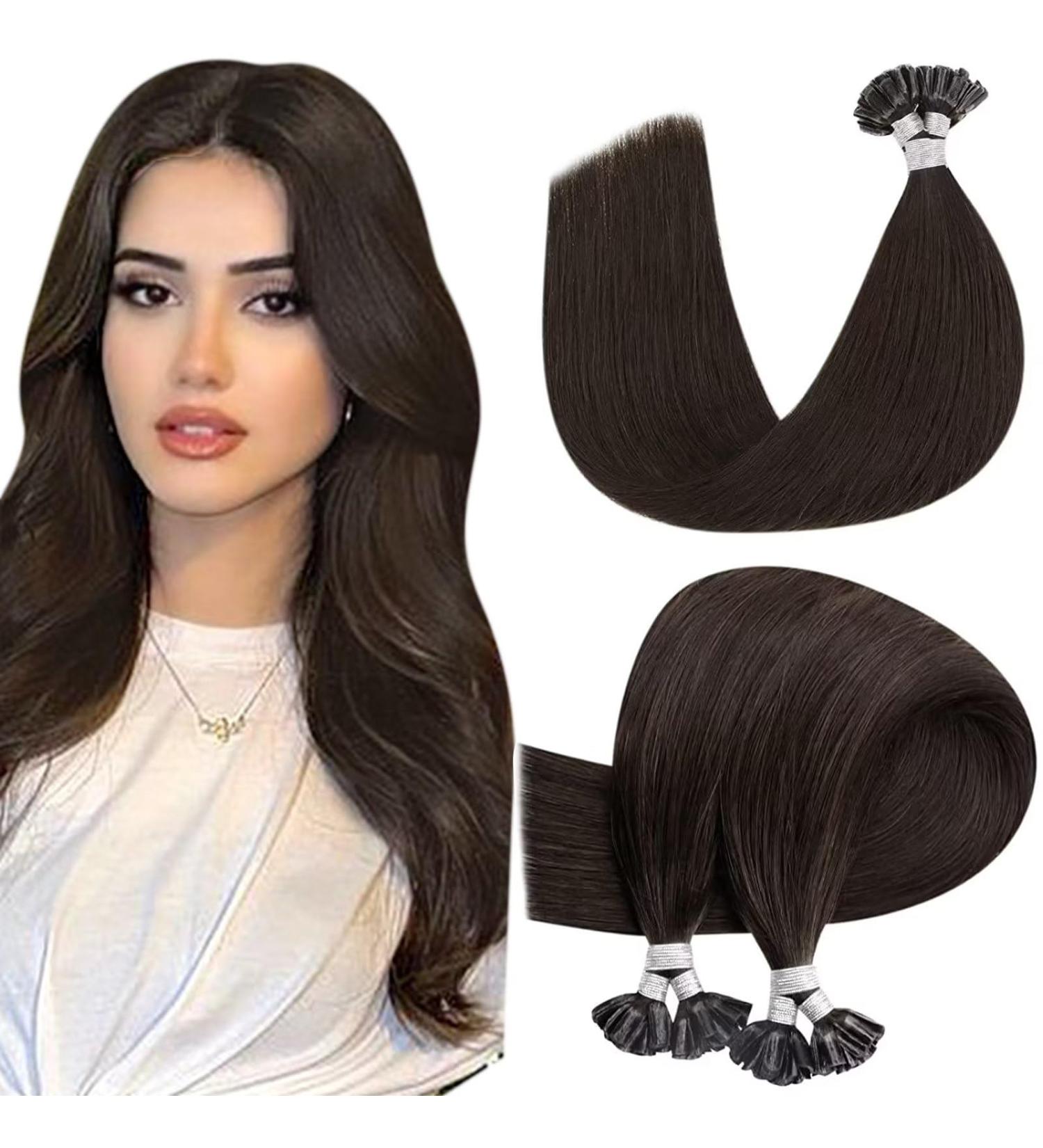 Buy Brown Bonding Hair Extensions - Real Remy Keratin Fusion #2 Darkest Brown 35cm 50g | International Shipping - Buy Online on GoSupps.com