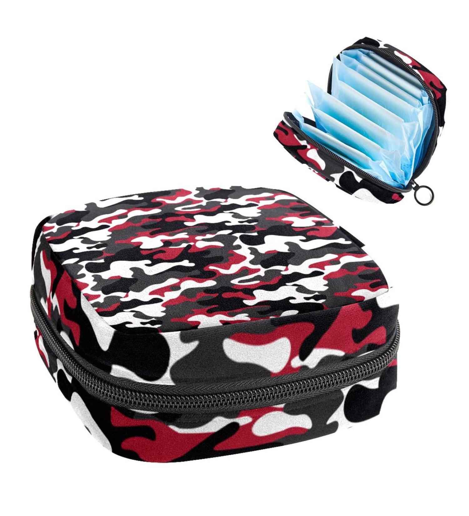 Shop Women's Portable Period Kit - Storage Pockets Stylish Colors (Black Gray Red White Camouflage) | Feminine Product Bag - Buy Online on GoSupps.com