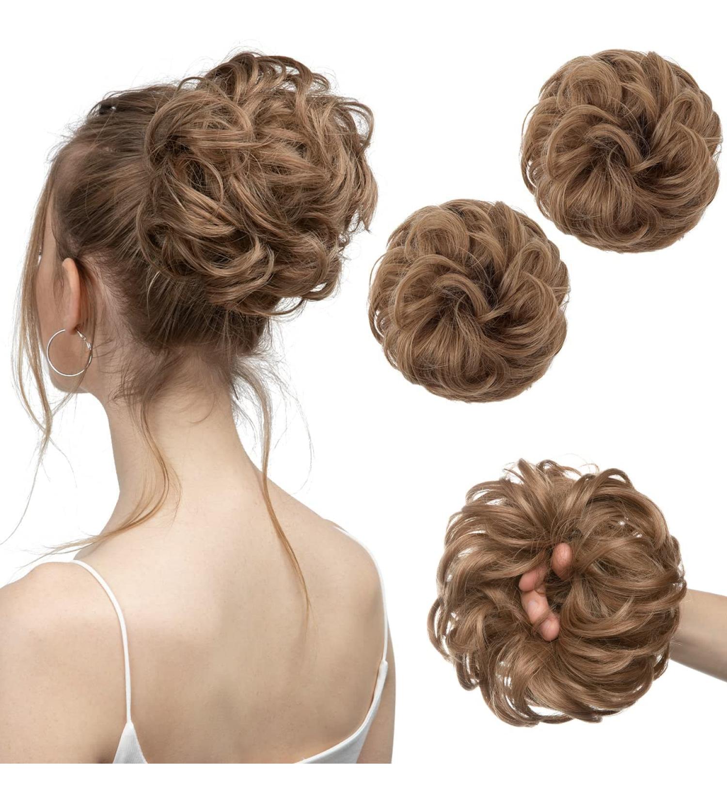 SARLA 2PCS Messy Hair Bun Hair Piece Synthetic Bun Hairpieces - Pecan Blonde Updo Extensions for Women/Girls - Buy Online on GoSupps.com