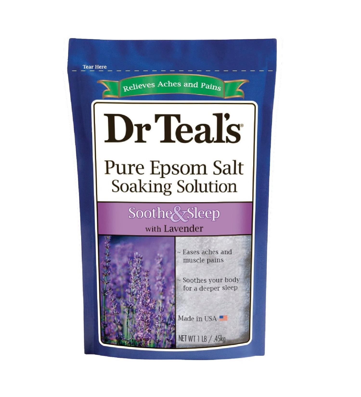 Dr Teal's Lavender Epsom Salt Soaking Solution - 1 lb Bag - Buy Online on GoSupps.com