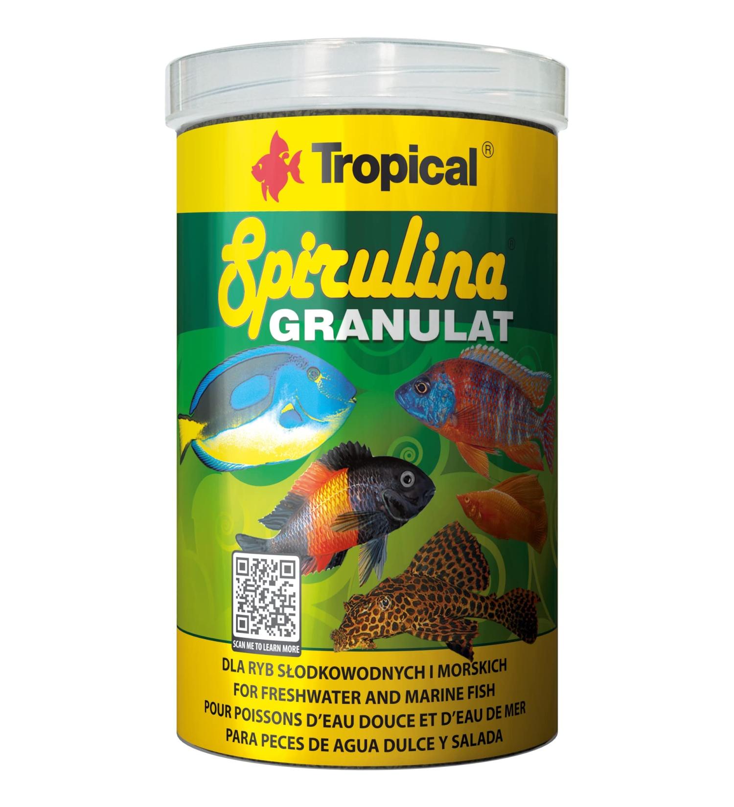 SPIRULINA GRANULAT 1000ml / 440g - Food with spirulina for freshwater and saltwater fish granules - Buy Online on GoSupps.com