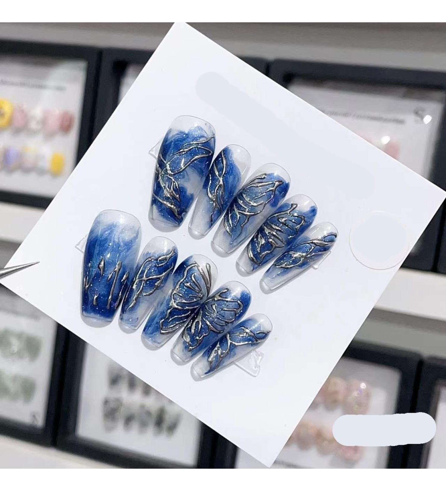 Removable and wearable nail art French Almond Ombre Handmade Press On Nails Long Acrylic False Nail Tips InNail (Color : 29147 Size : M) - Buy Online on GoSupps.com