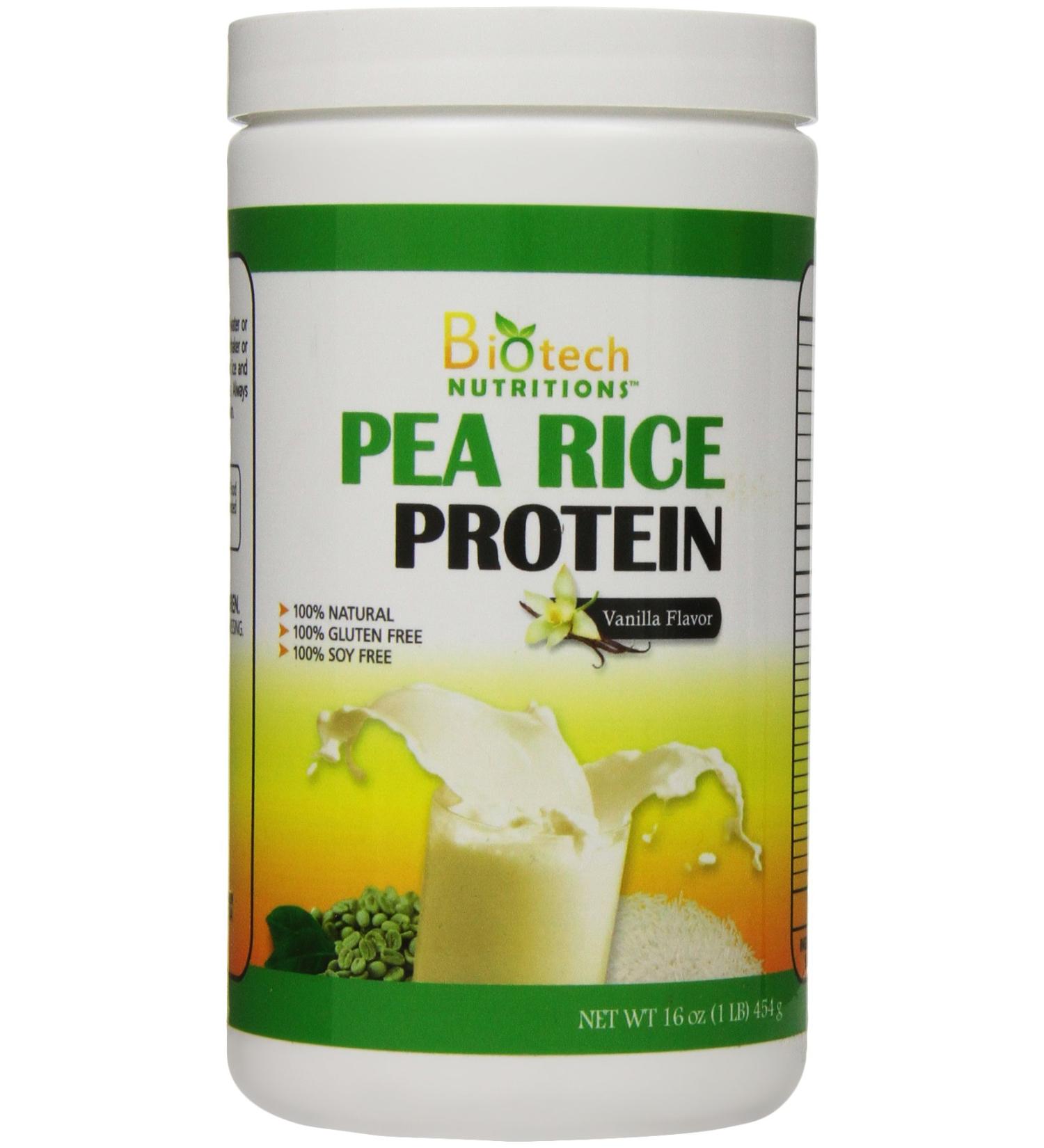 Pure Non-GMO Pea Rice Protein - Vanilla Flavor 16 oz | Shop Premium Plant-Based Protein for Global Shipping - Buy Online on GoSupps.com