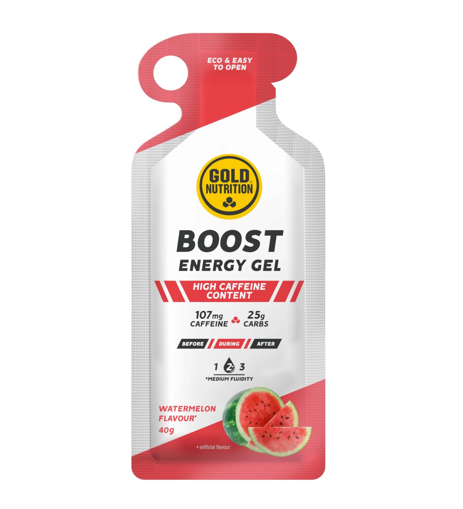 GoldNutrition GOLDNUTRITION BOOST ENERGY GEL 40g (BOX OF 16 UNITS) | ENERGY GEL WITH 107 MG OF CAFFEINE AND 25 grams OF CARBOHYDRATE | Ideal for endurance sports (SANDIE)