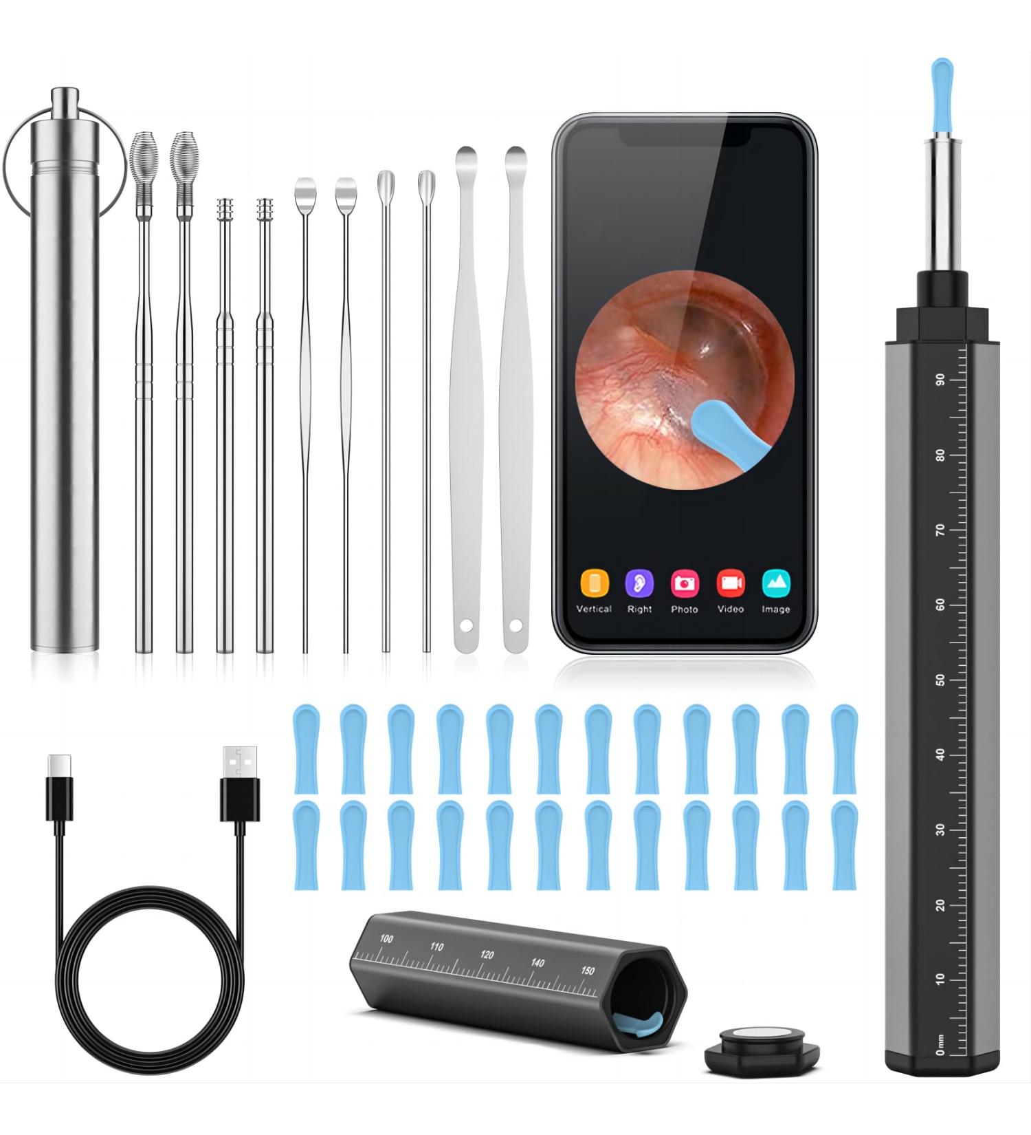 Ear Wax Removal Tool Camera for iOS & Android | HD 1296P Ear Cleaner Kit with 10 Picks & 24 Silicone Spoons - International Shipping - Buy Online on GoSupps.com