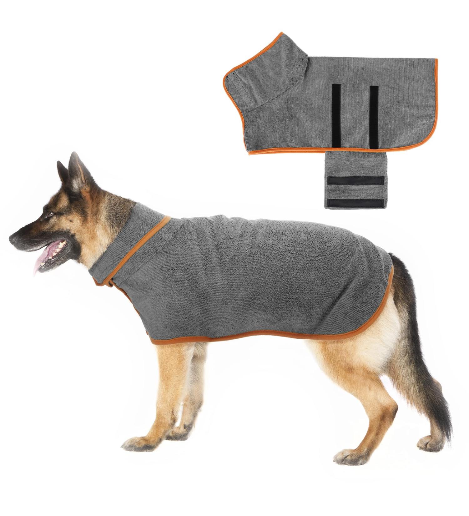 Microfiber Dog Coat & Bathrobe | Extra Absorbent Quick-Drying Towel for Large & Small Dogs (XL) | Adjustable Straps | International Shipping - Buy Online on GoSupps.com